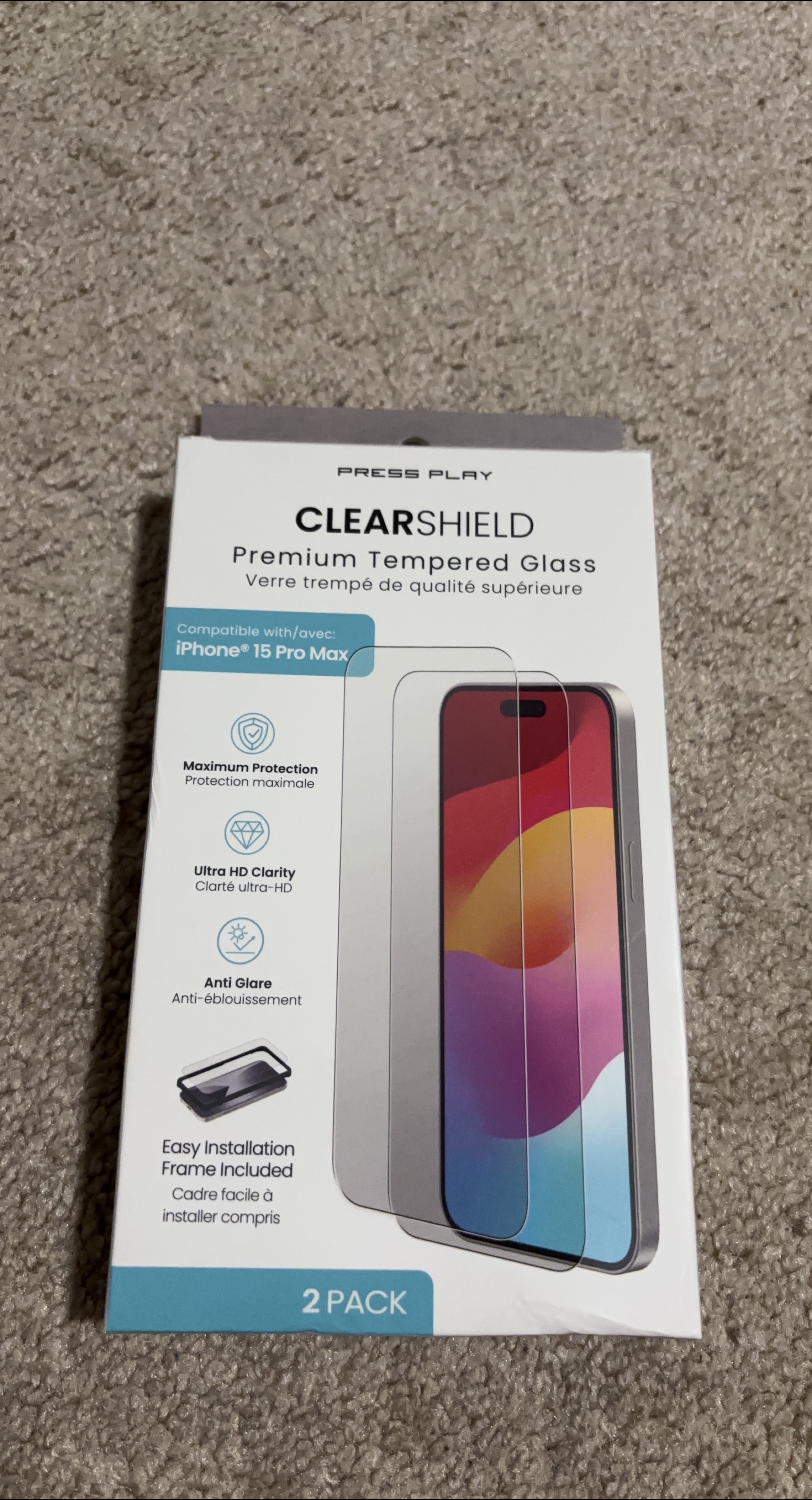 New Clearshield iPhone 15 Pro Max Screen Protector 2 Pack