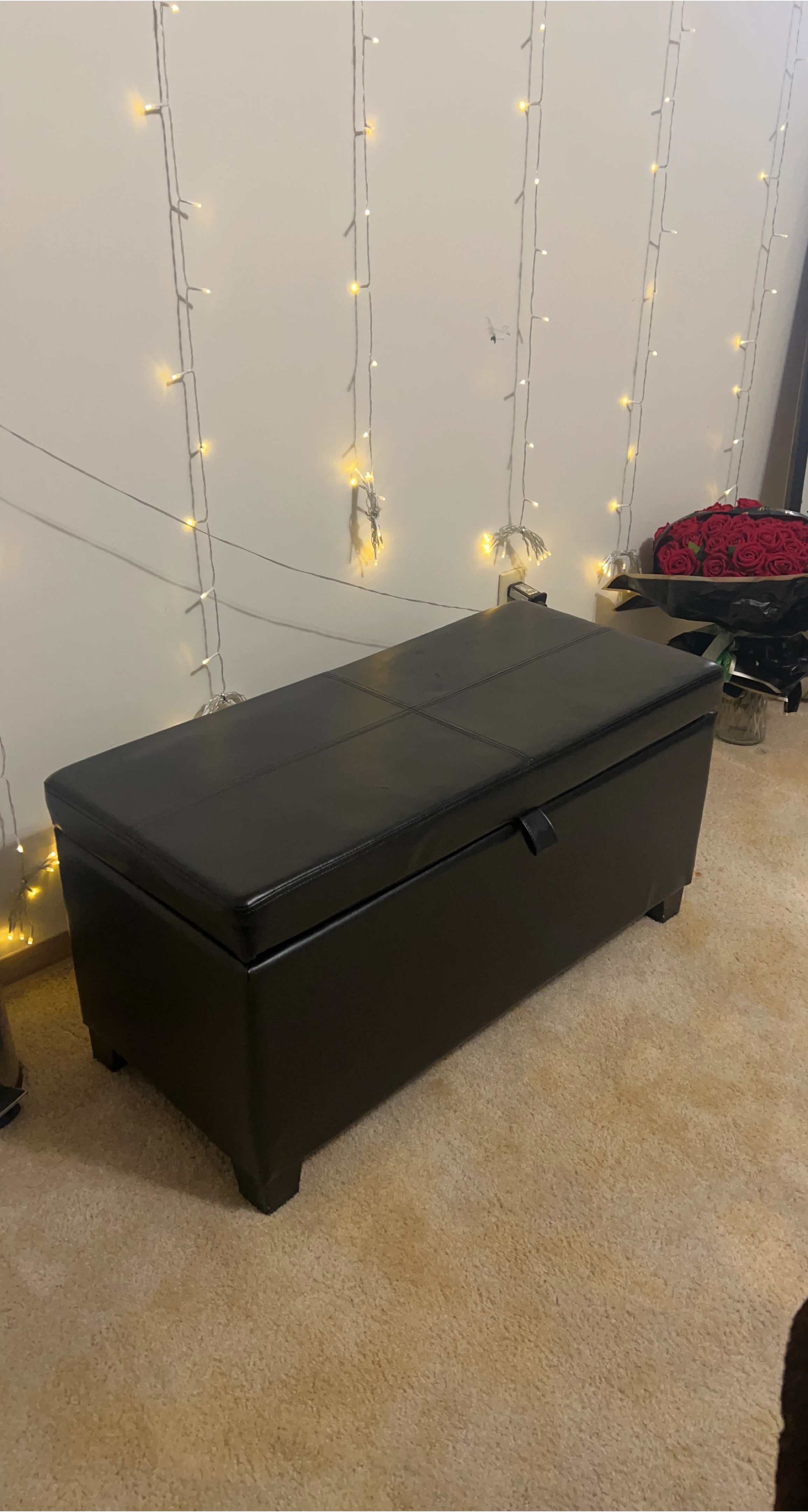 Black Storage Ottoman Bench