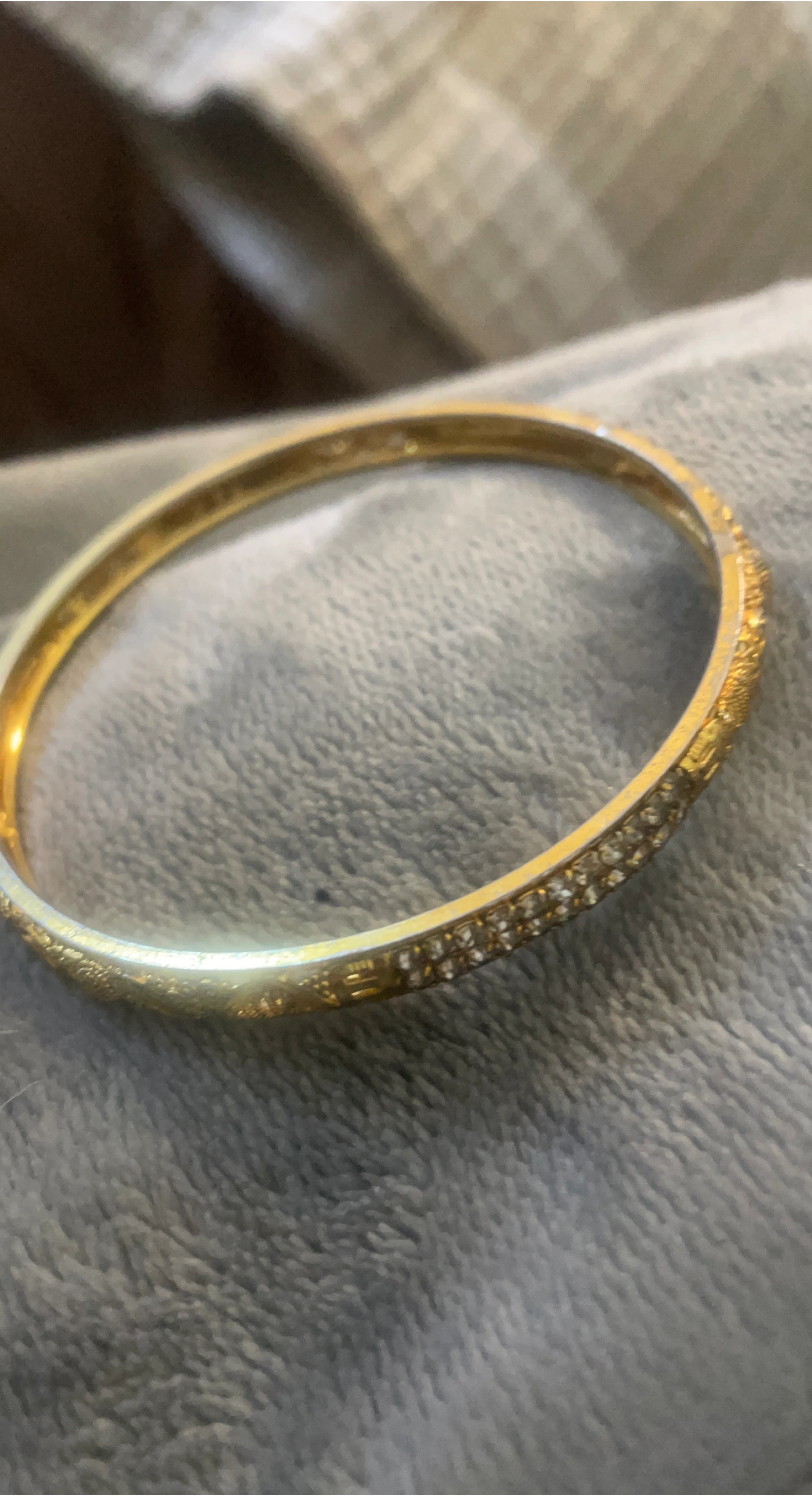 Gold Bangle Bracelet with Rhinestones