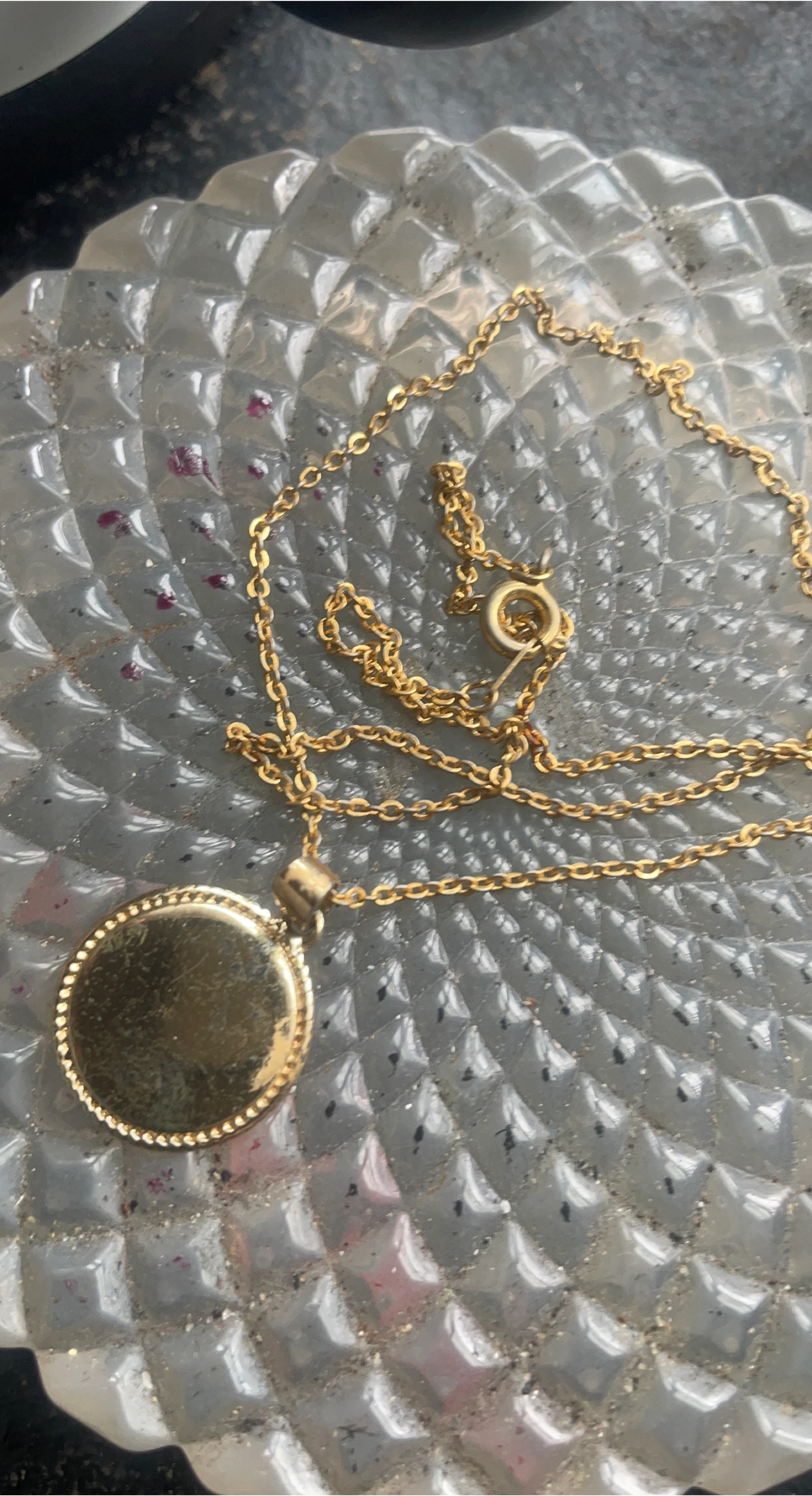 Gold Round Locket Necklace
