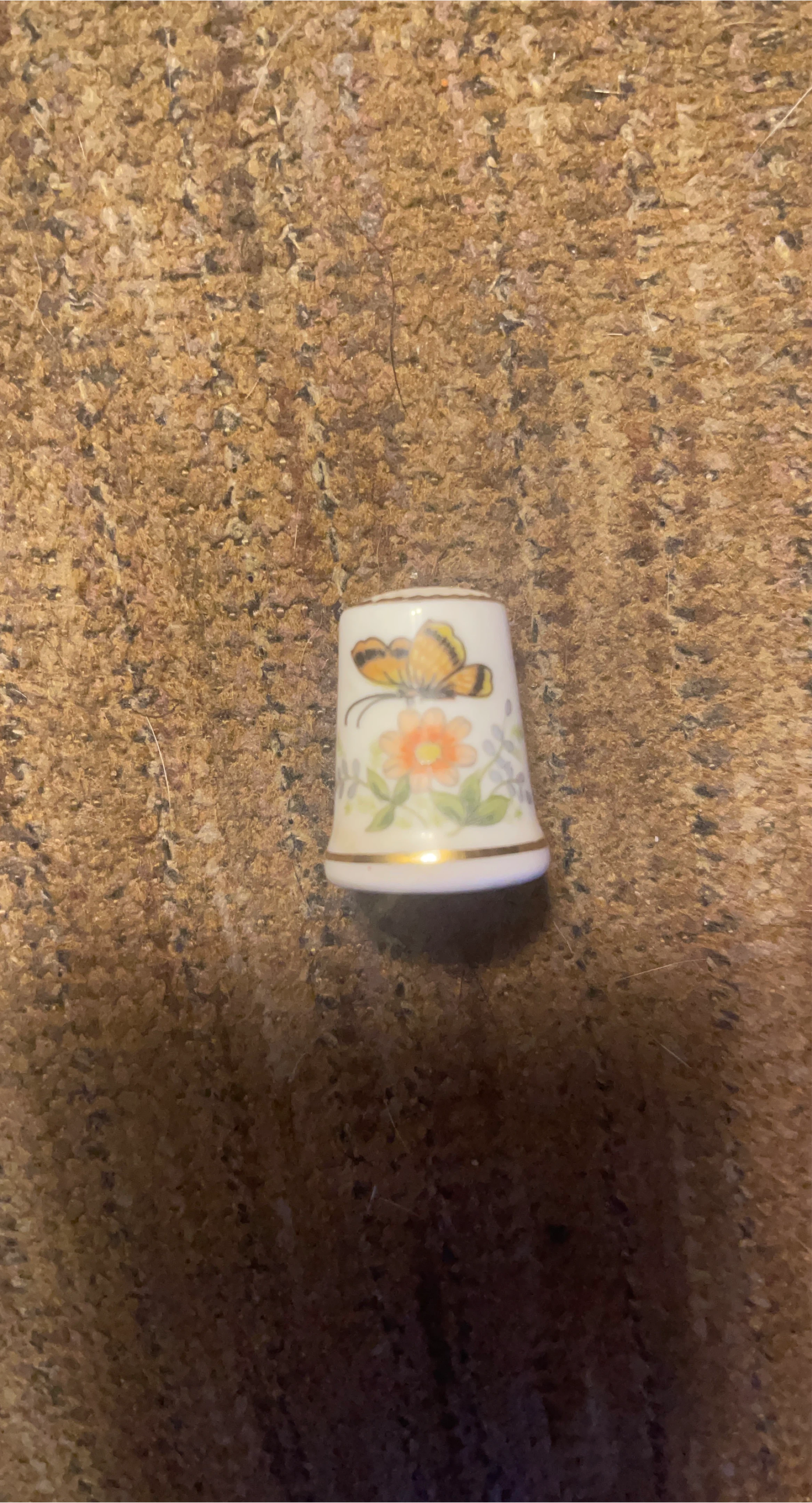 Vintage Thimble with Butterfly Design
