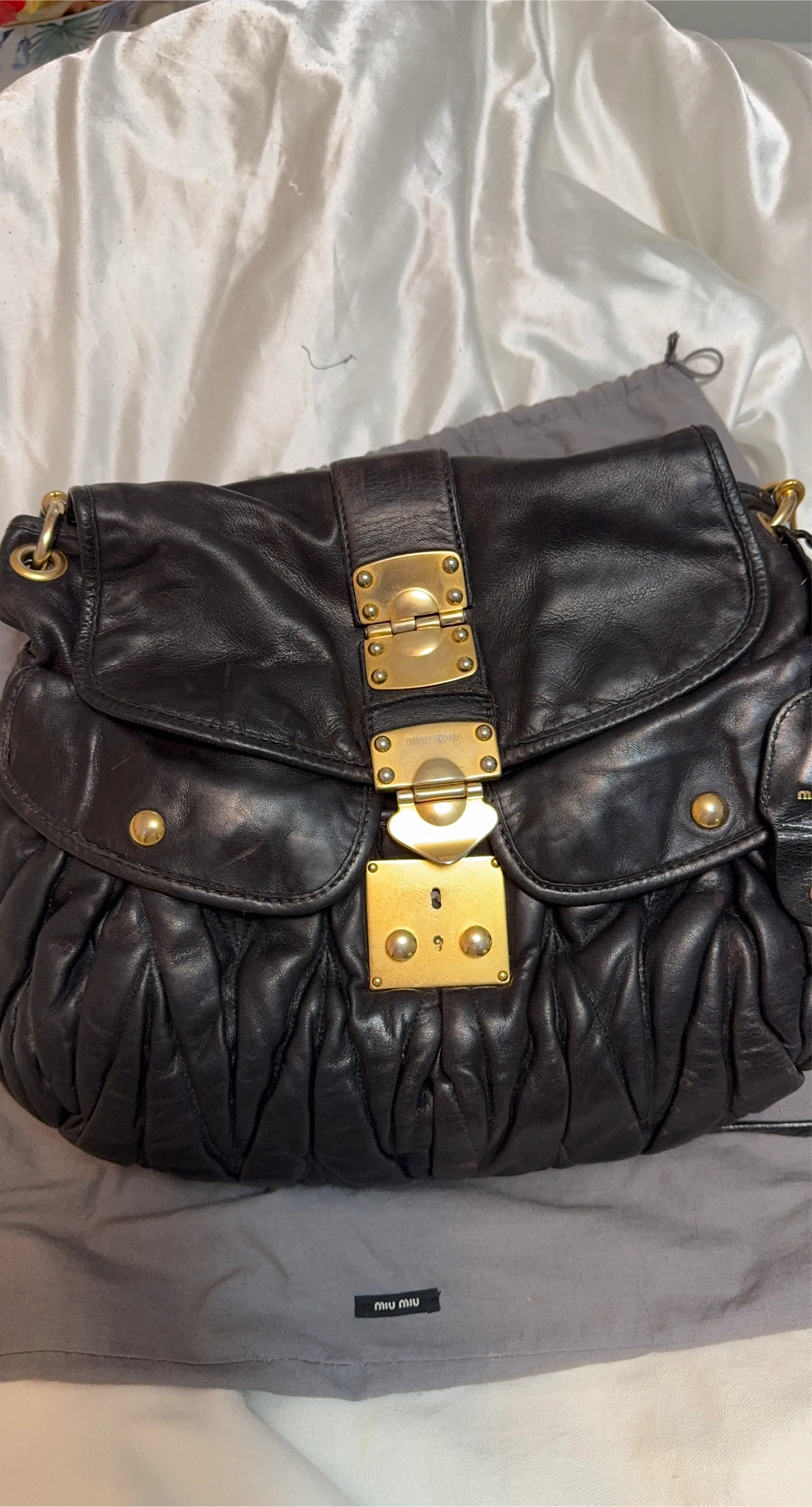 Miu Miu Black Leather Shoulder Bag