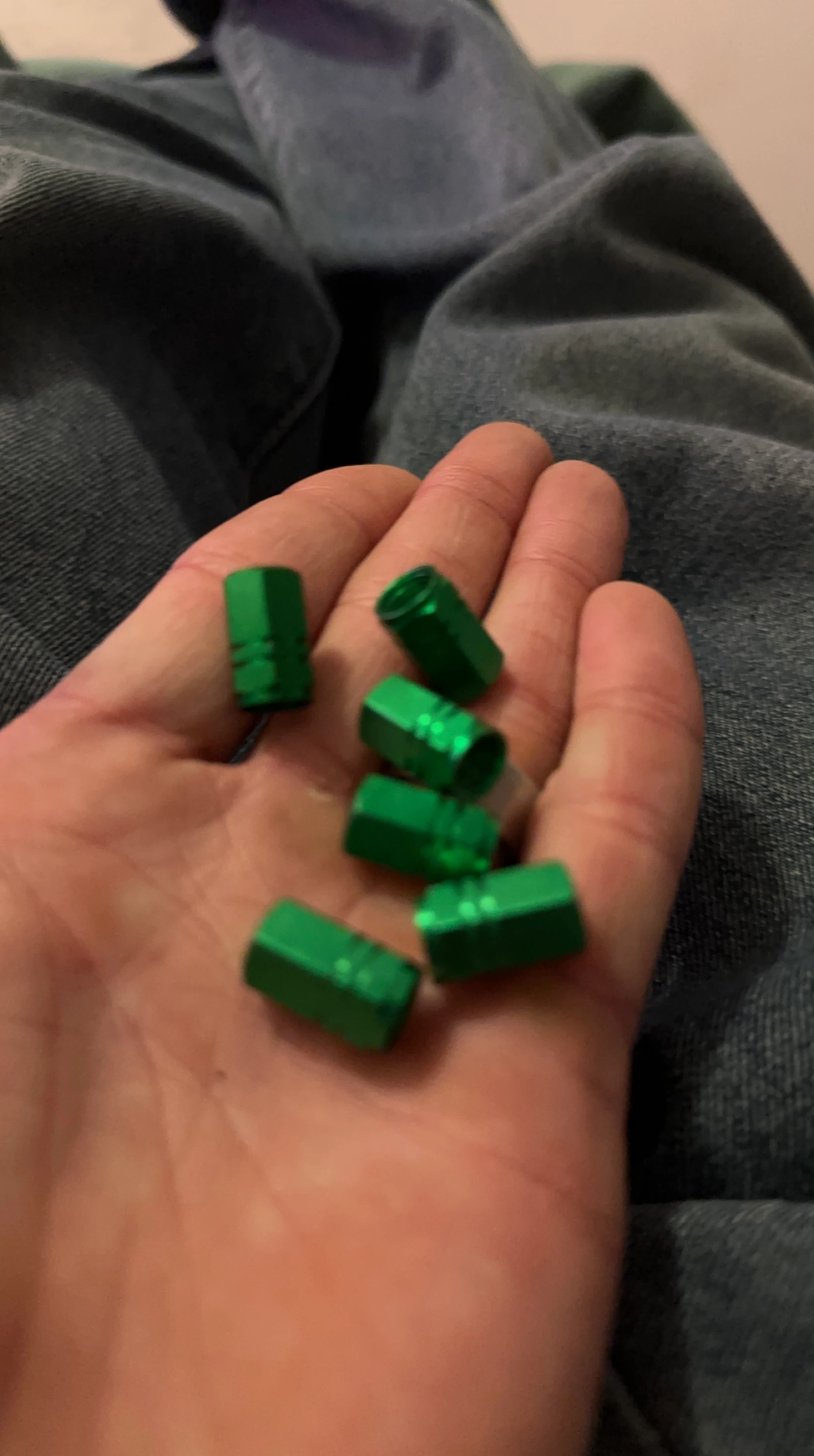 Green Valve Stem Caps (Set of 7)