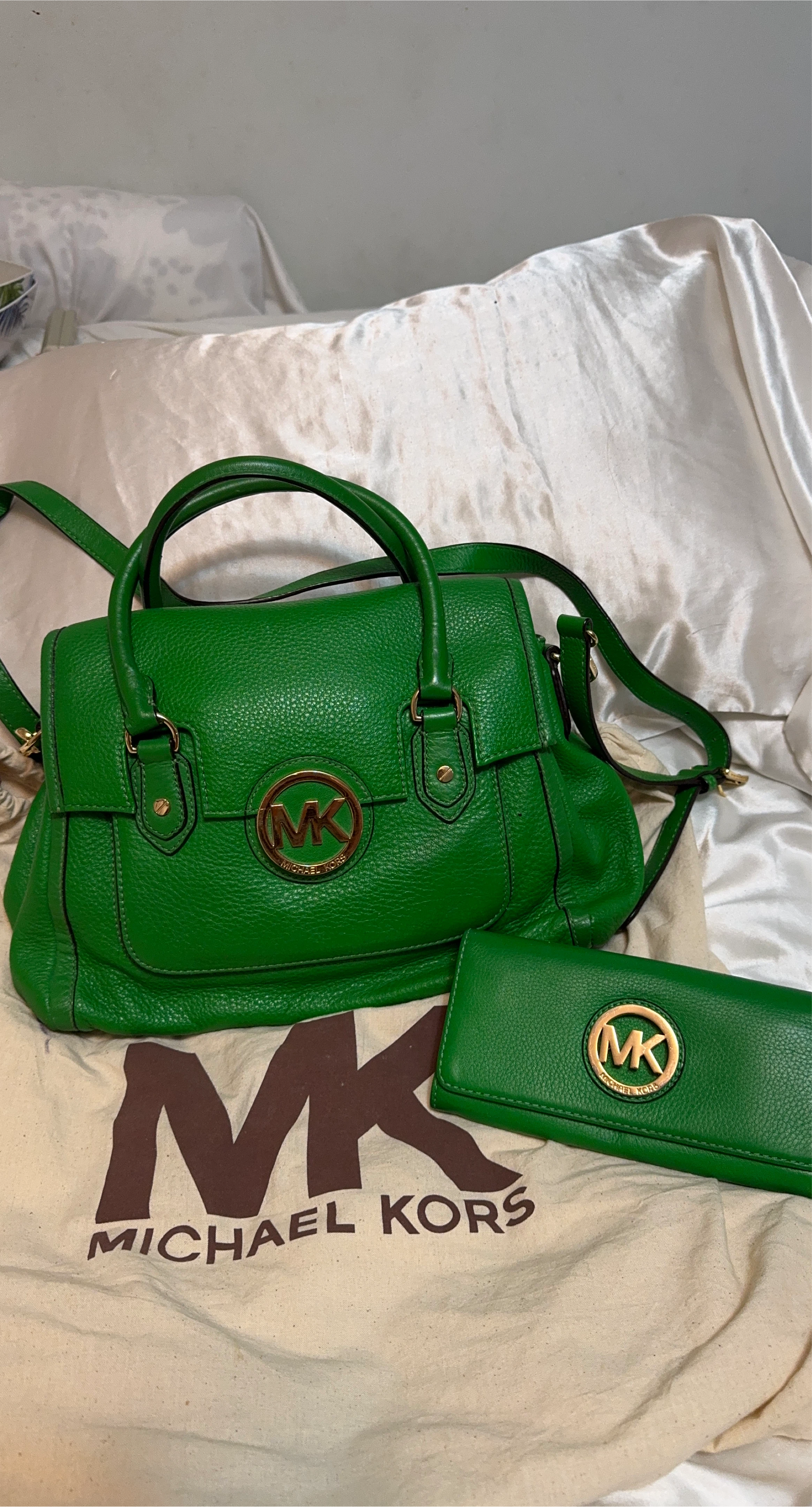 Michael Kors Green Handbag with Wallet
