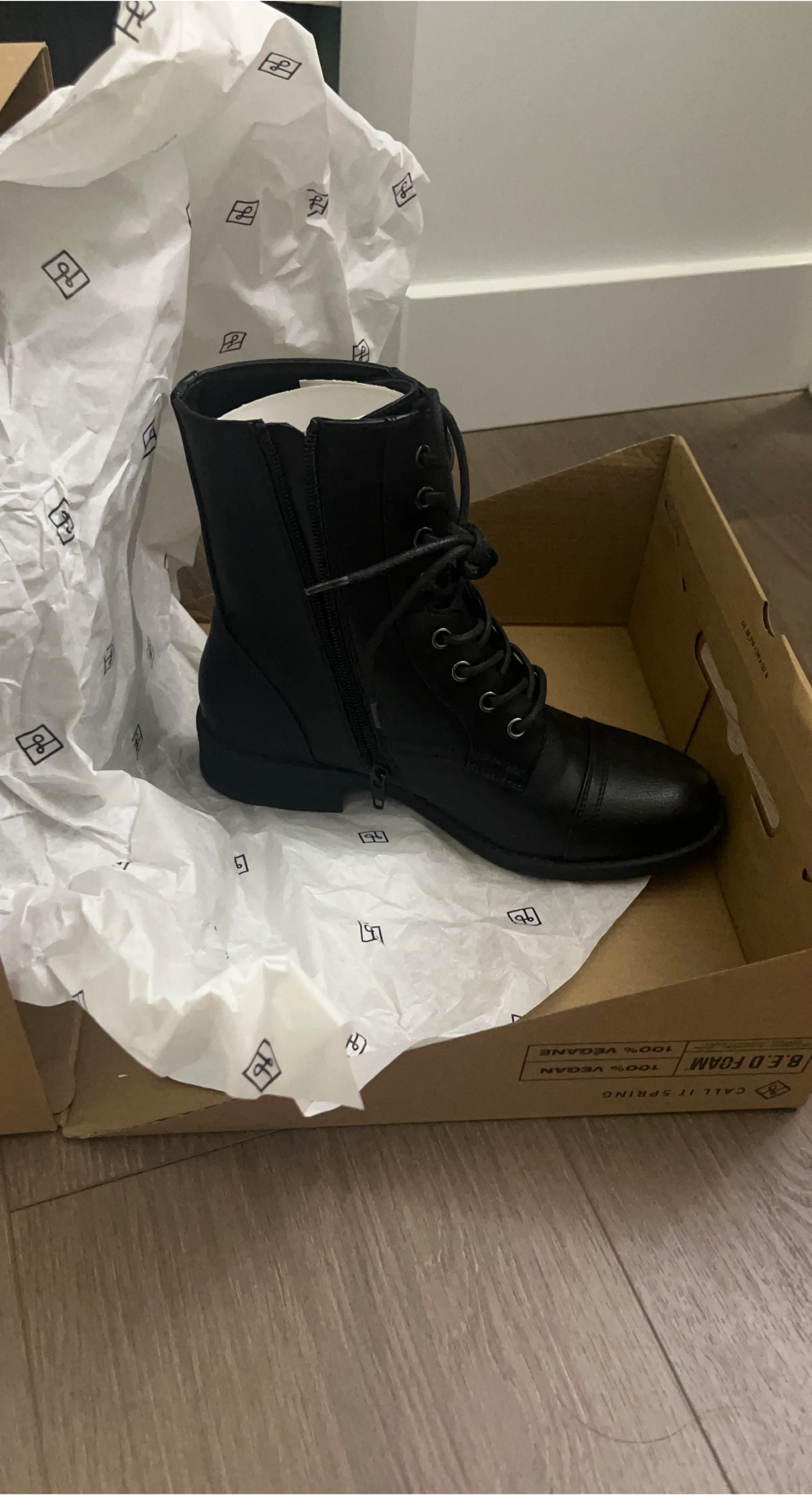 Call It Spring Black Vegan Combat Boots