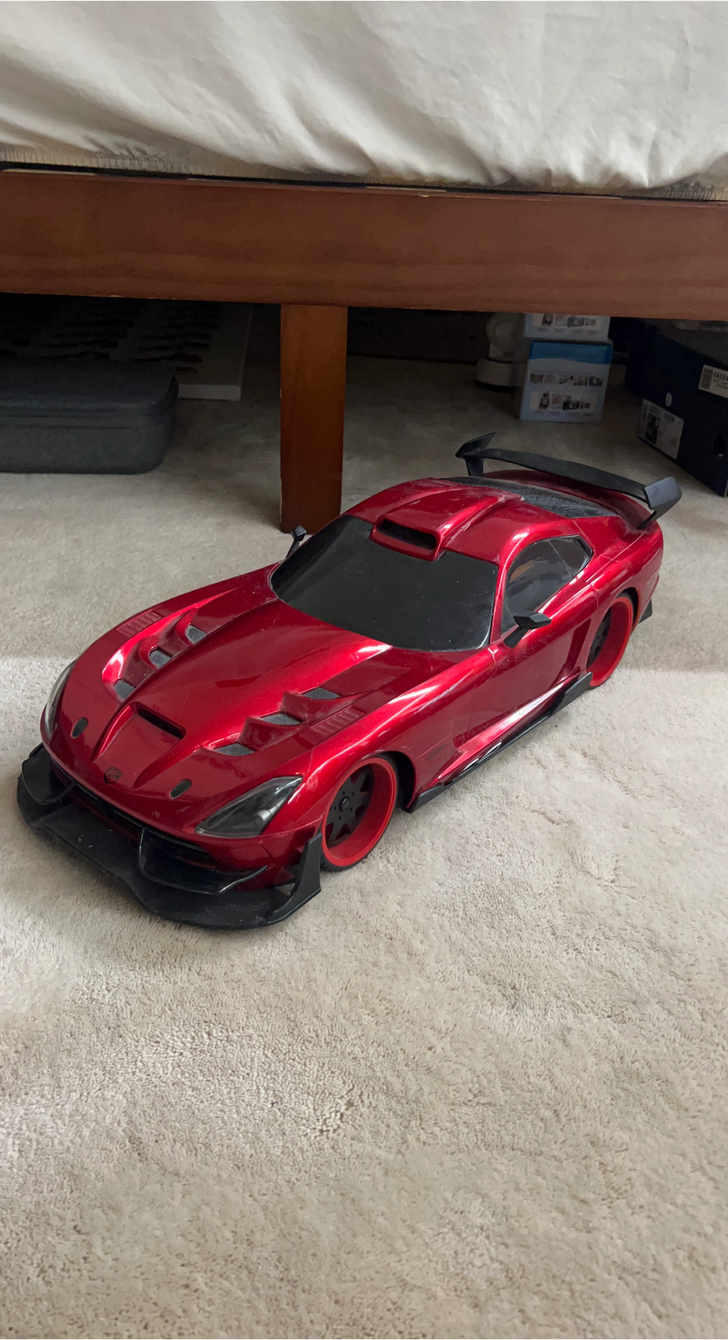 Red model car