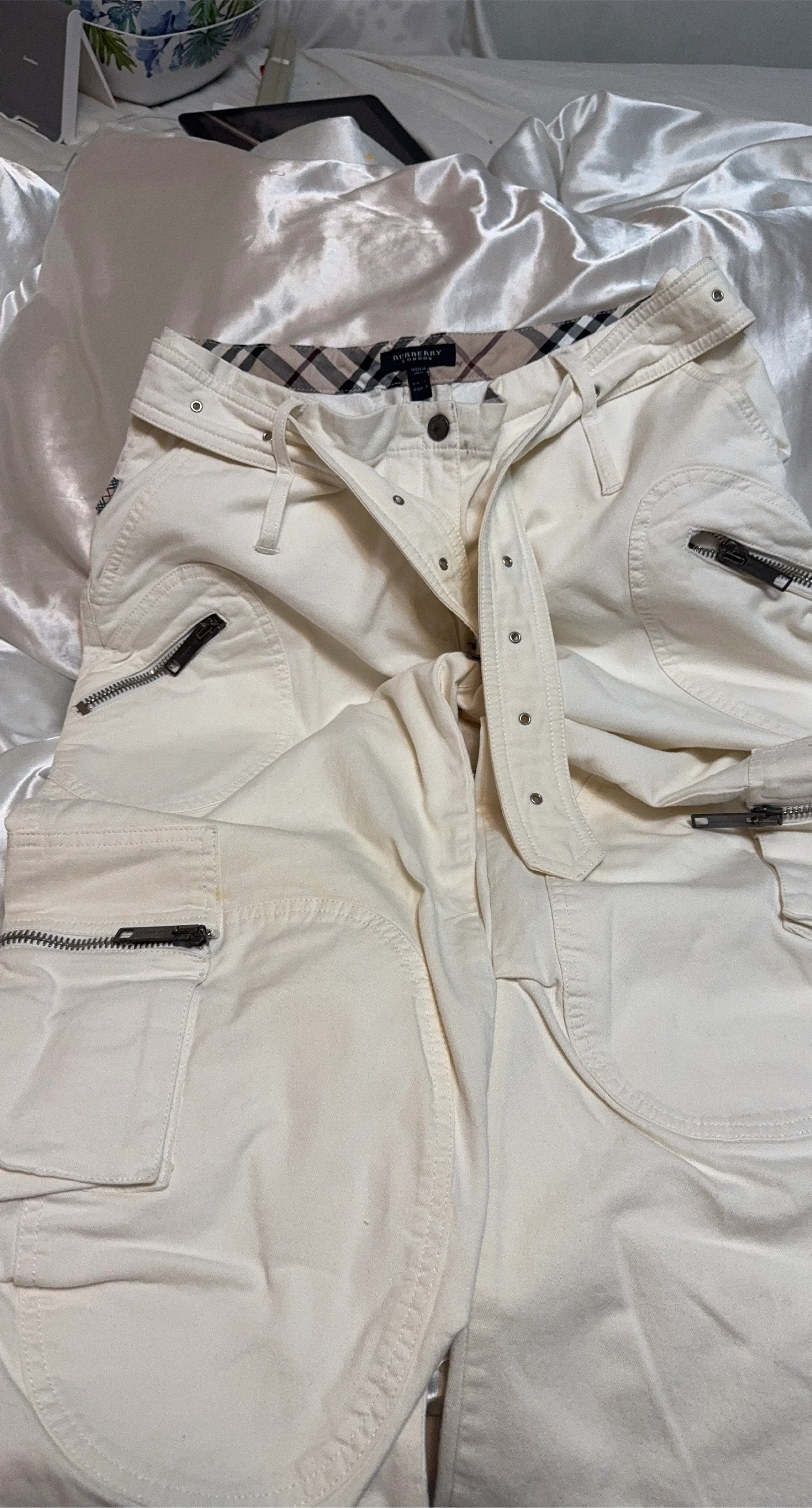 Burberry London Off-White Cargo Pants
