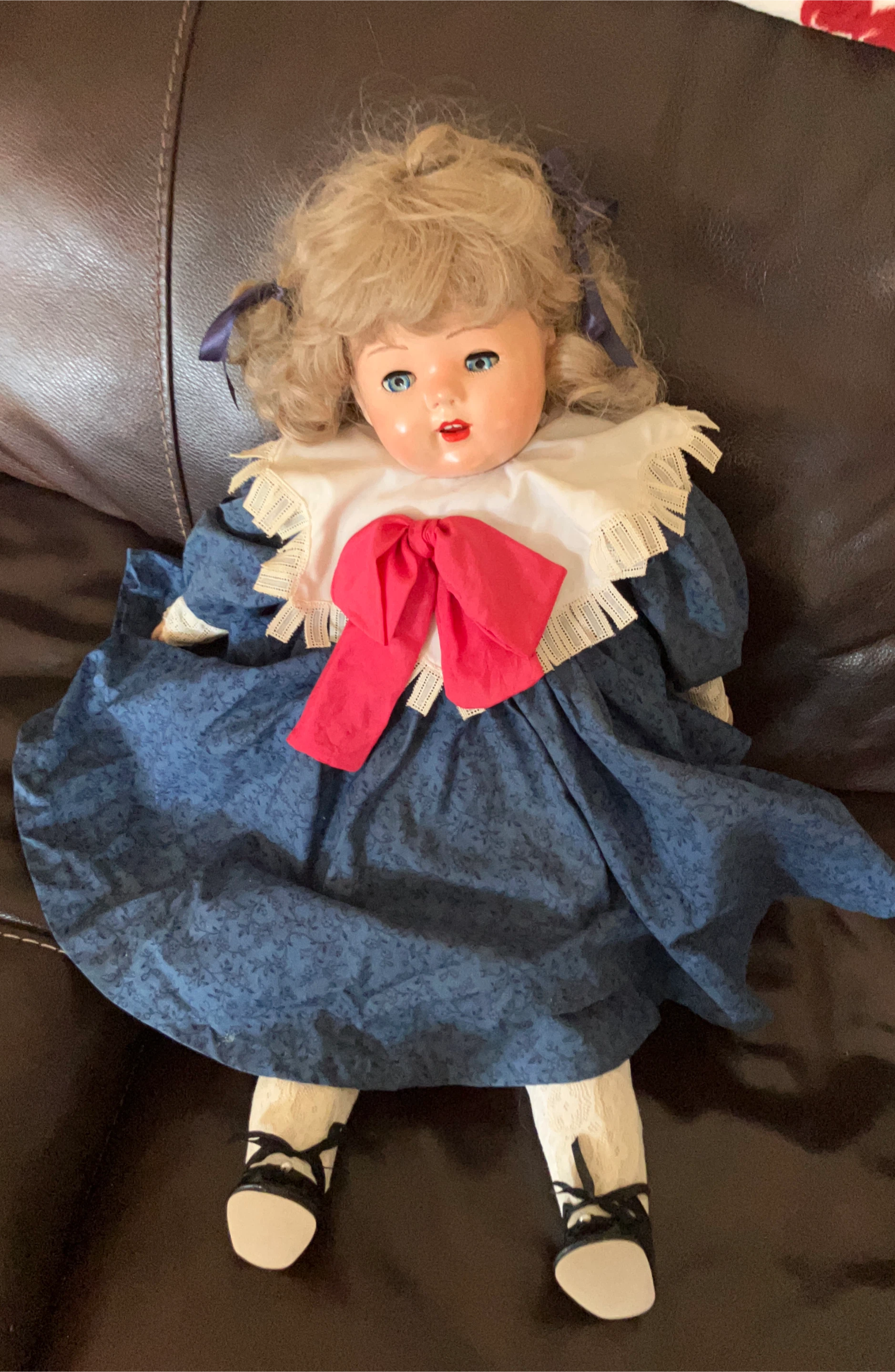 Antique Doll with Blue Dress