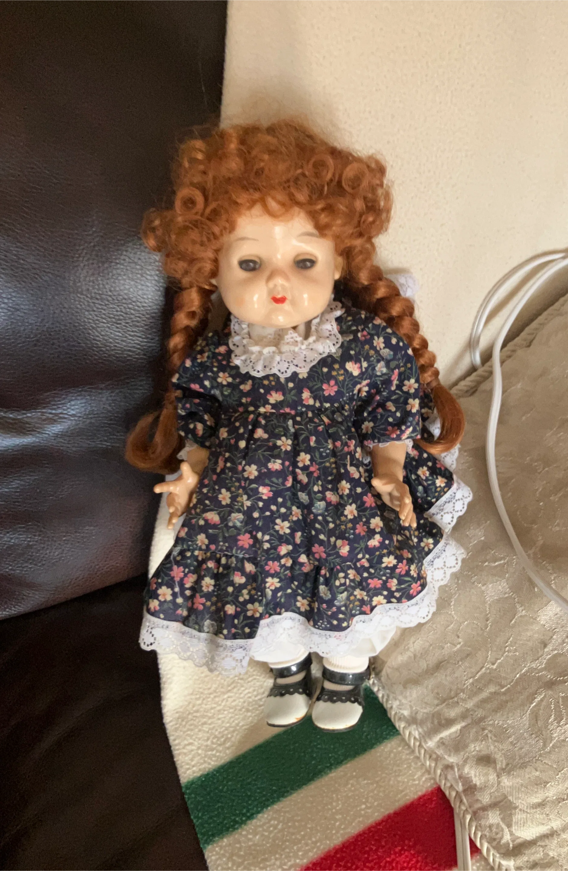 Antique Doll with Floral Dress