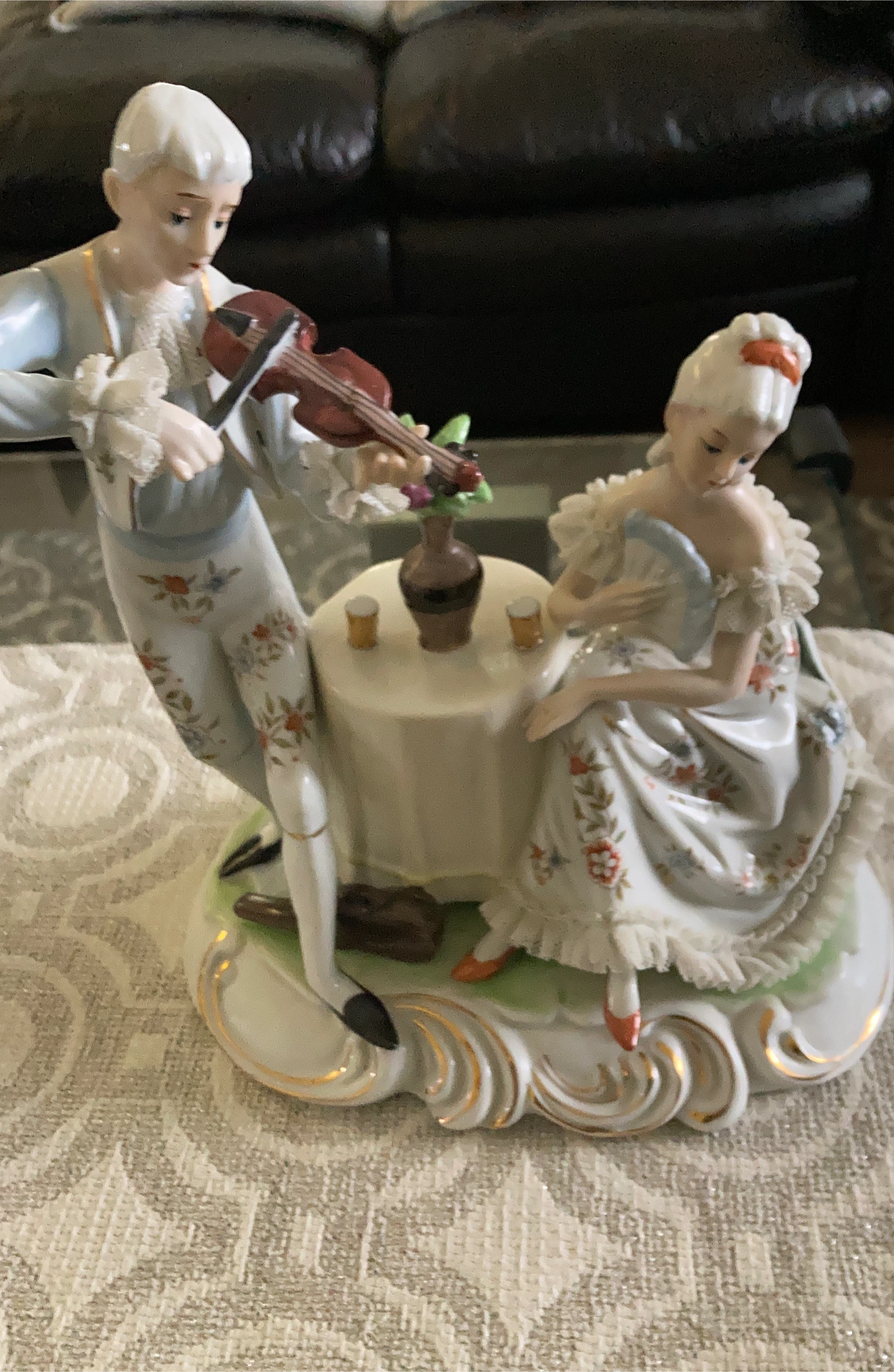 Vintage Porcelain Figurine - Musician & Lady