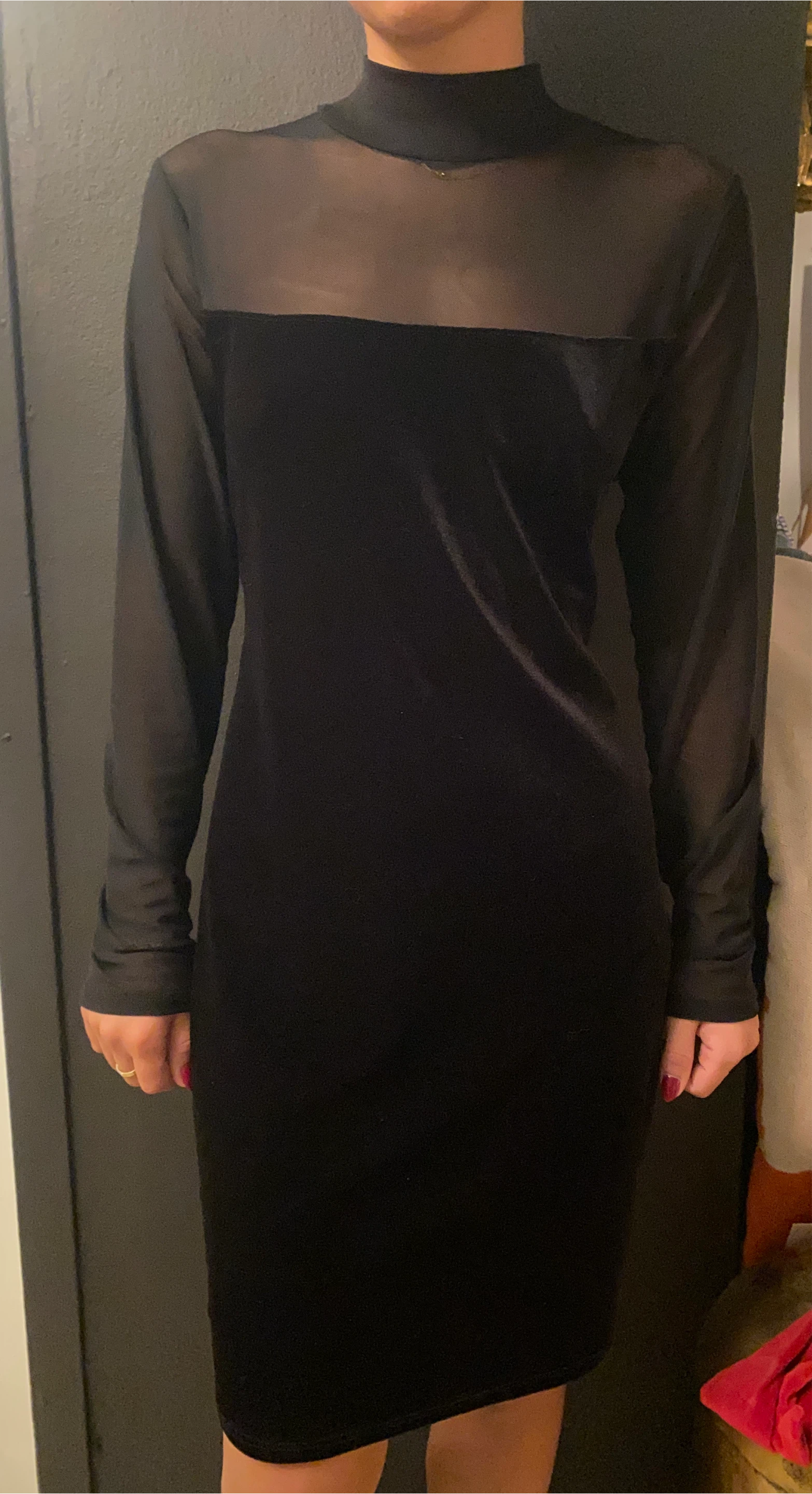 Black Velvet Fashion, nova  & Mesh Dress