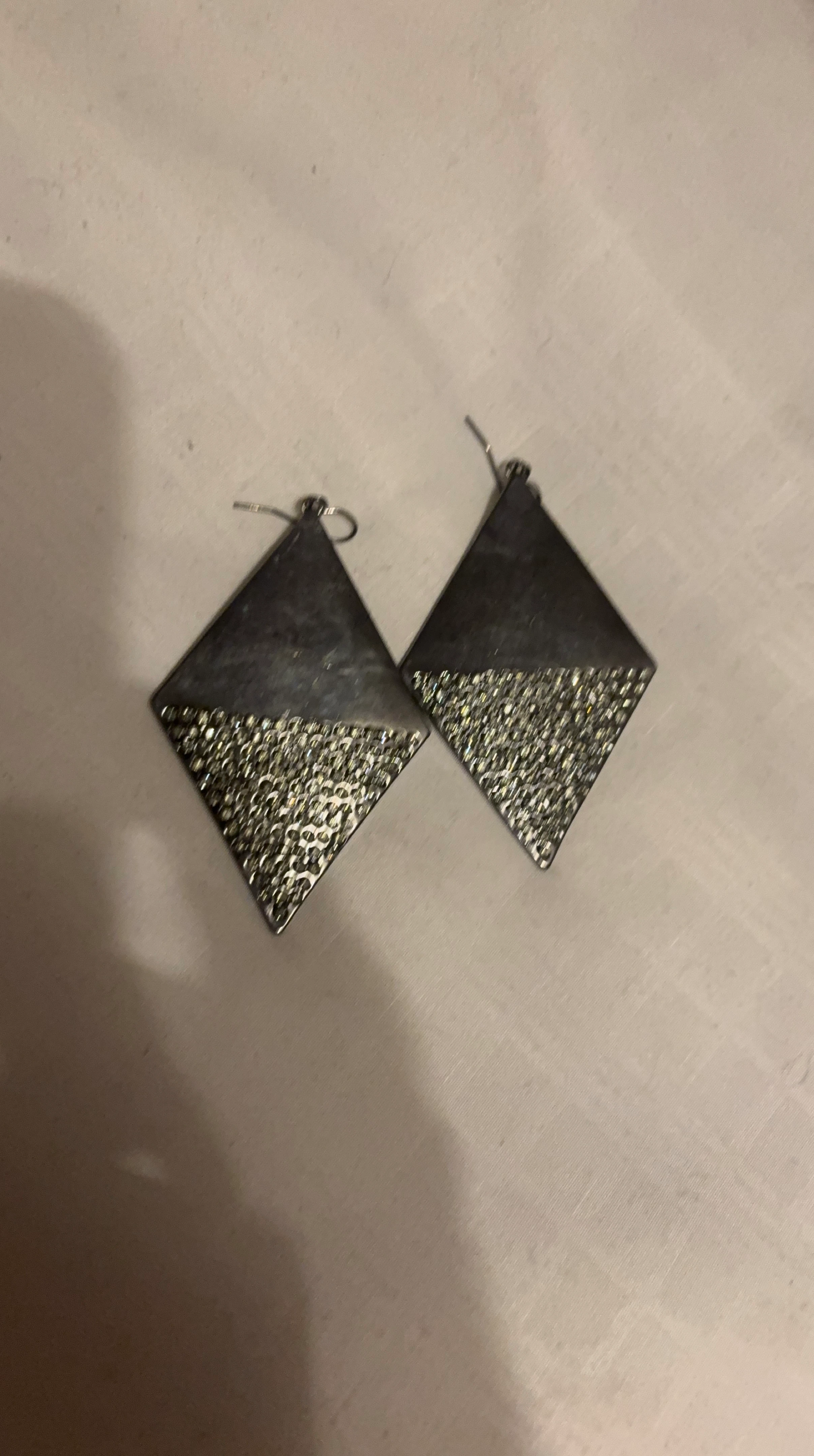 Diamond Shaped Silver Earrings