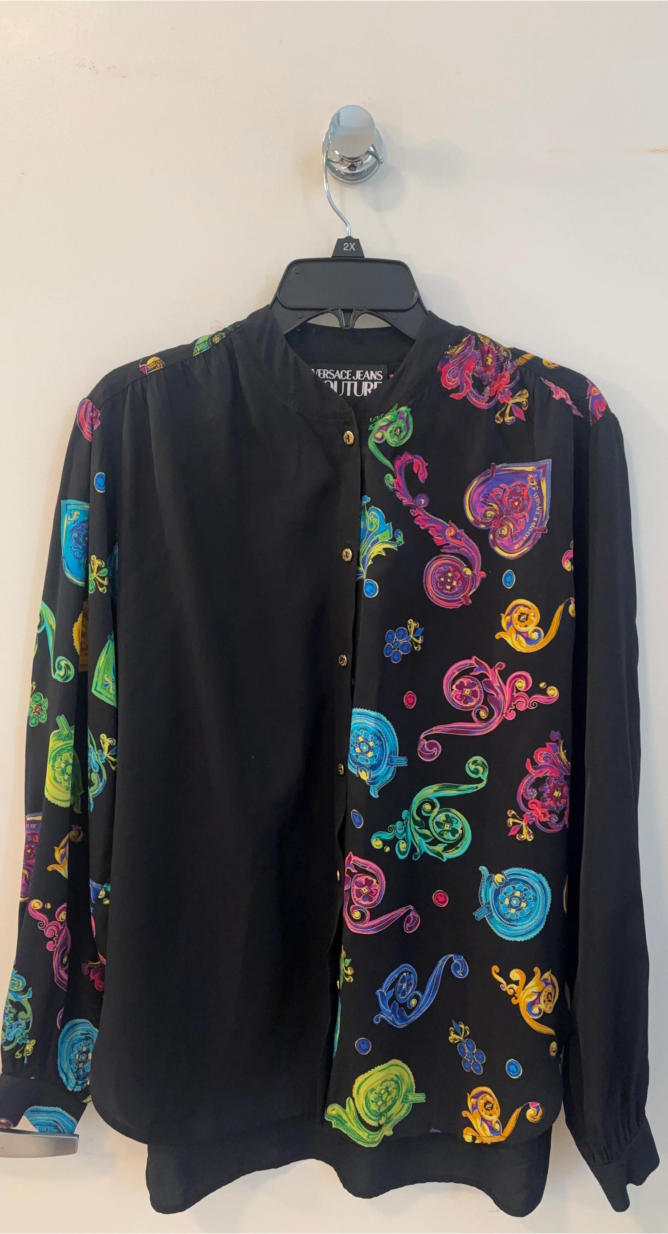 Versace Jeans Couture Black Patterned Blouse