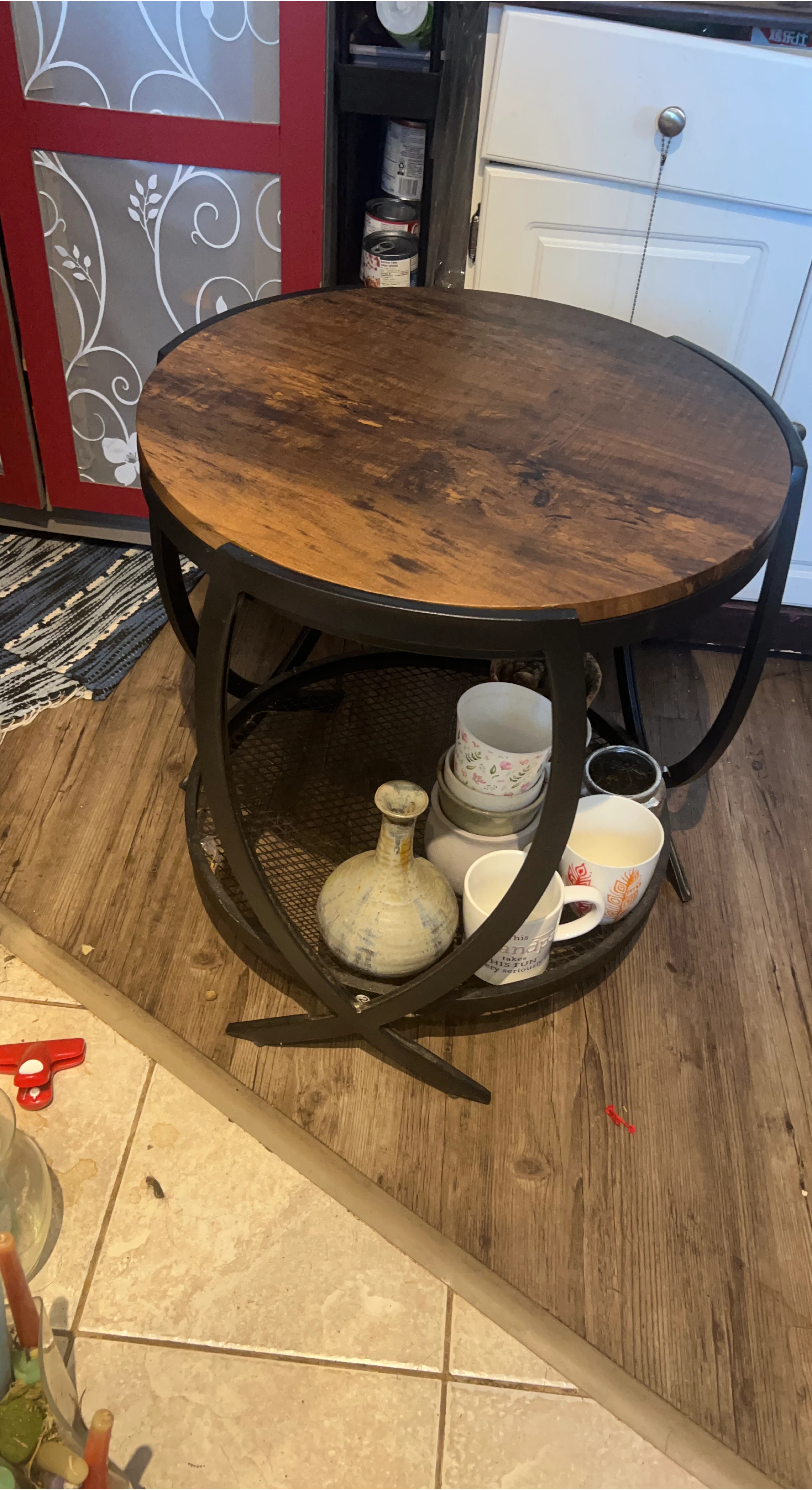 Round Coffee Table with Metal Frame
