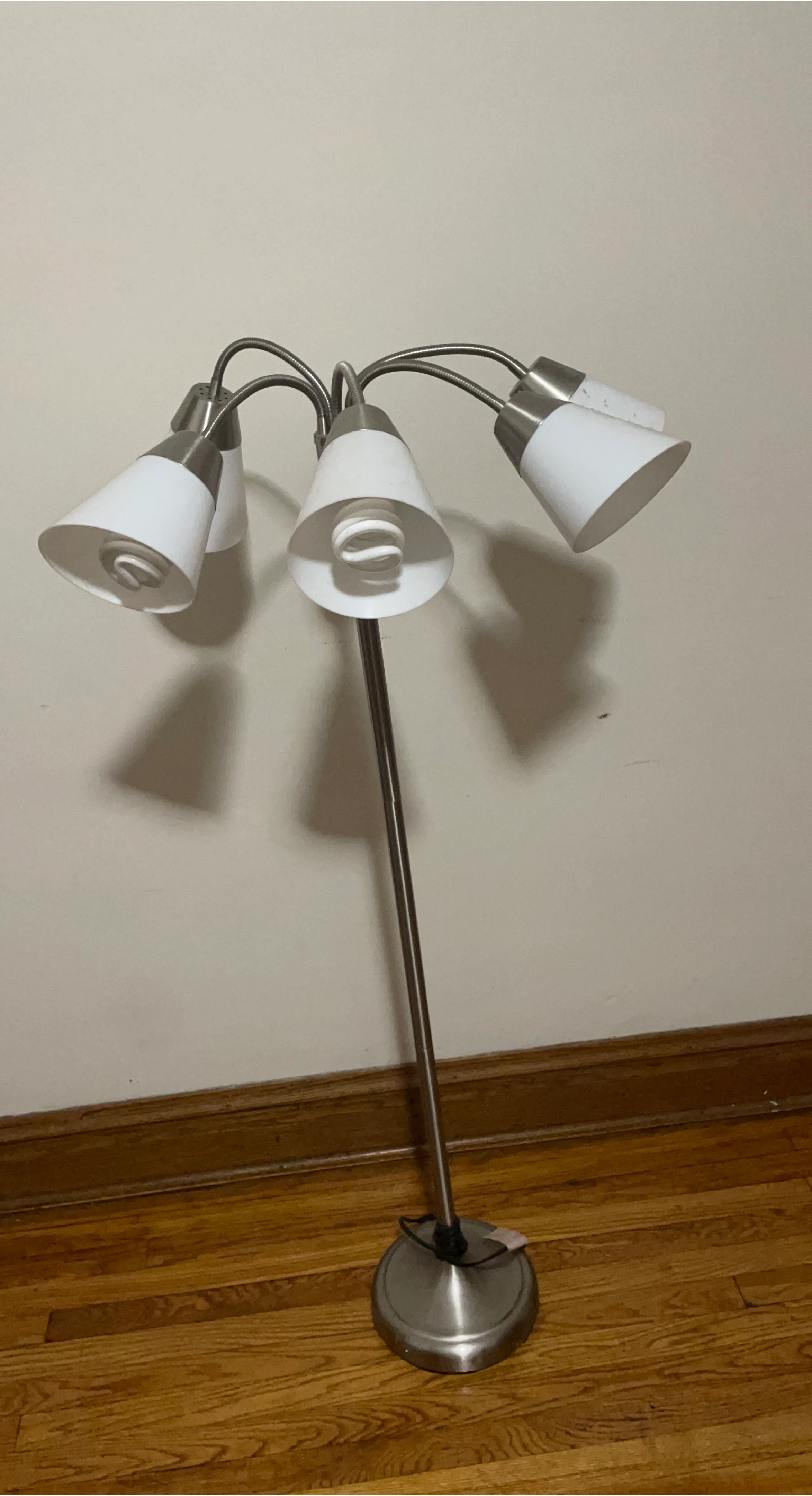 Silver Floor Lamp with 5 Adjustable Lights