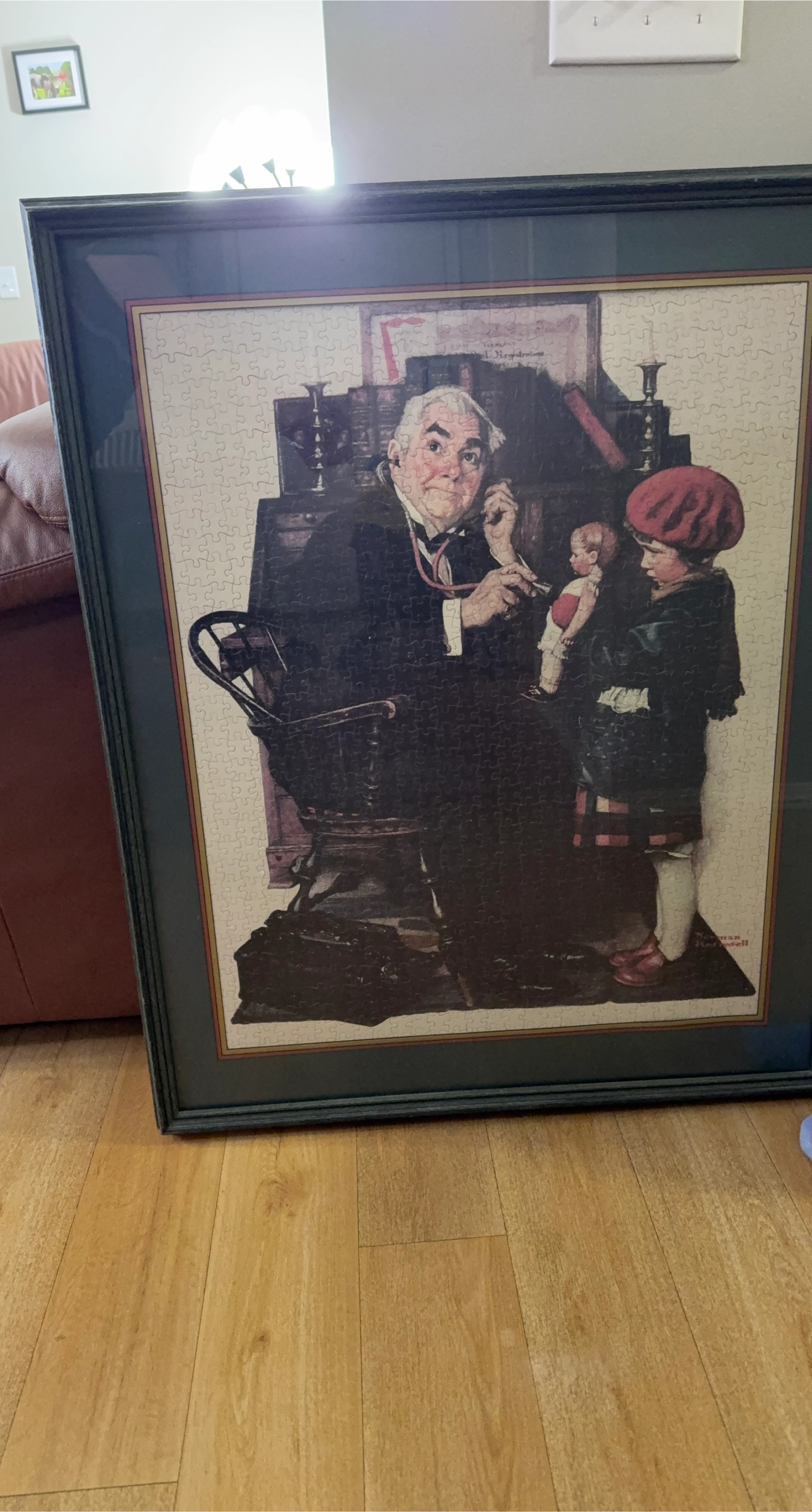 Framed Norman Rockwell "The Doctor and the Doll" Jigsaw Puzzle