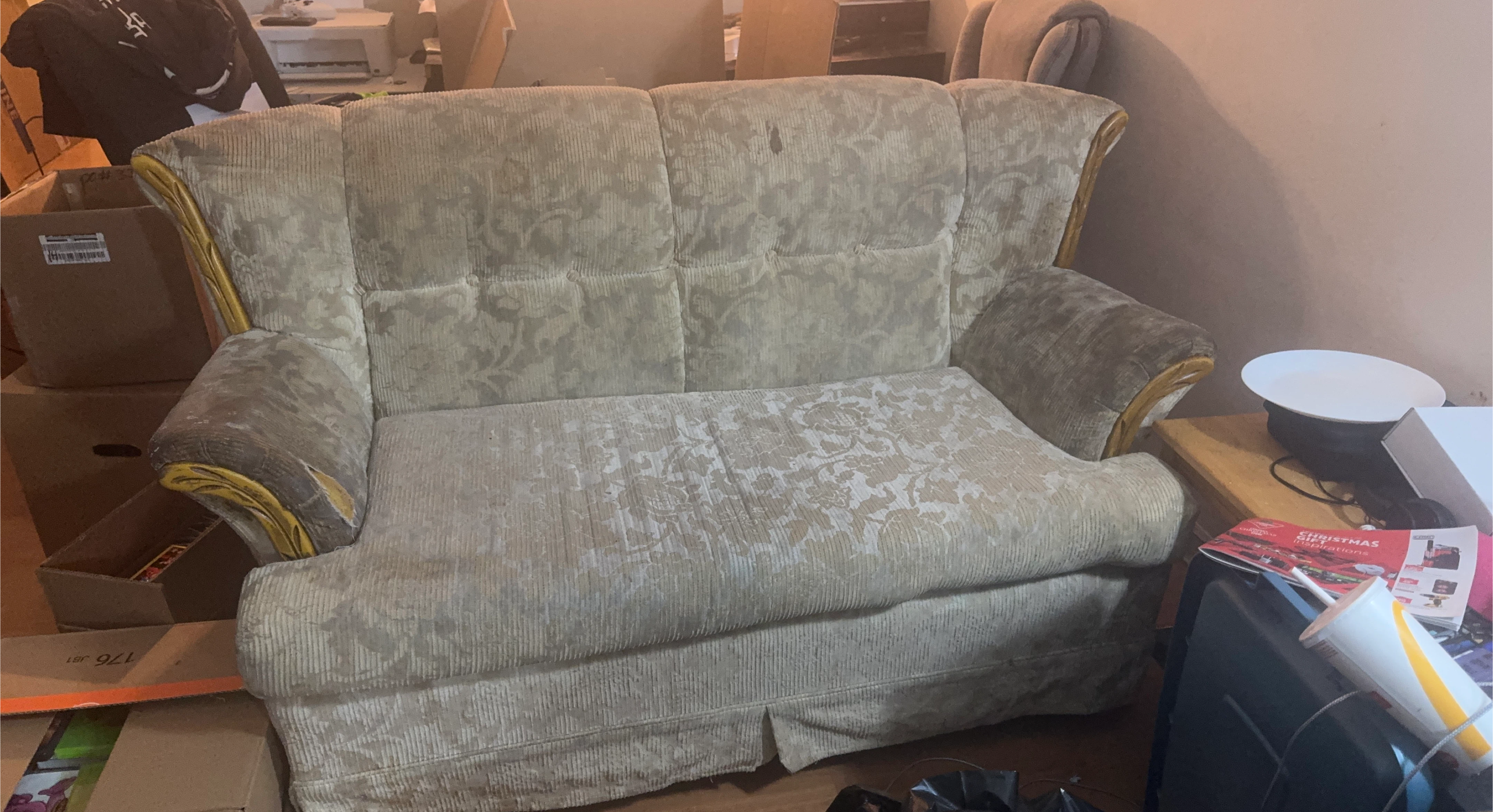 Used Beige Loveseat Sofa image indicator(1)