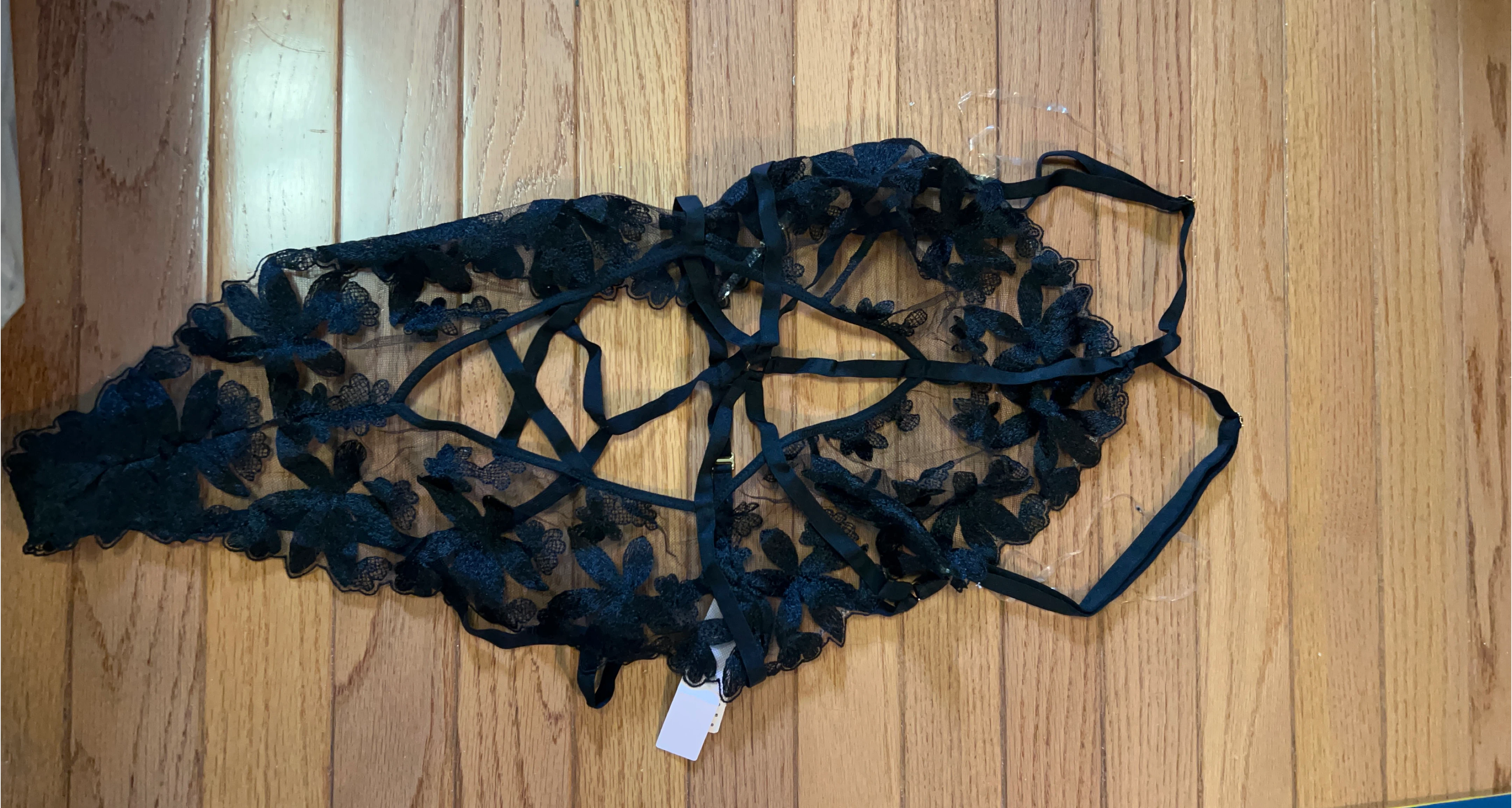 Victoria's Secret Black Lace Halter Bodysuit - Size M image indicator(2)