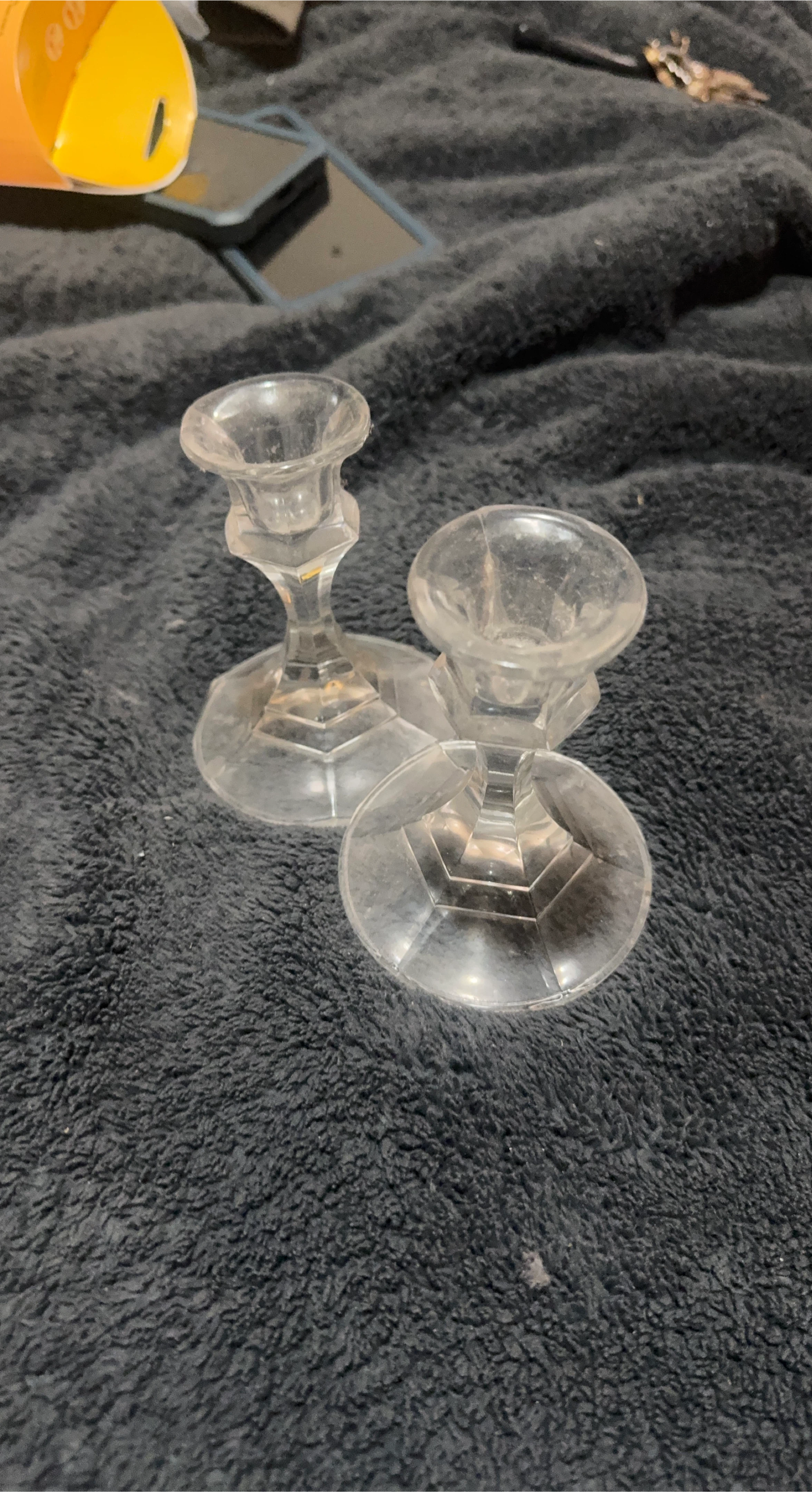 Clear Glass Candlestick Holders