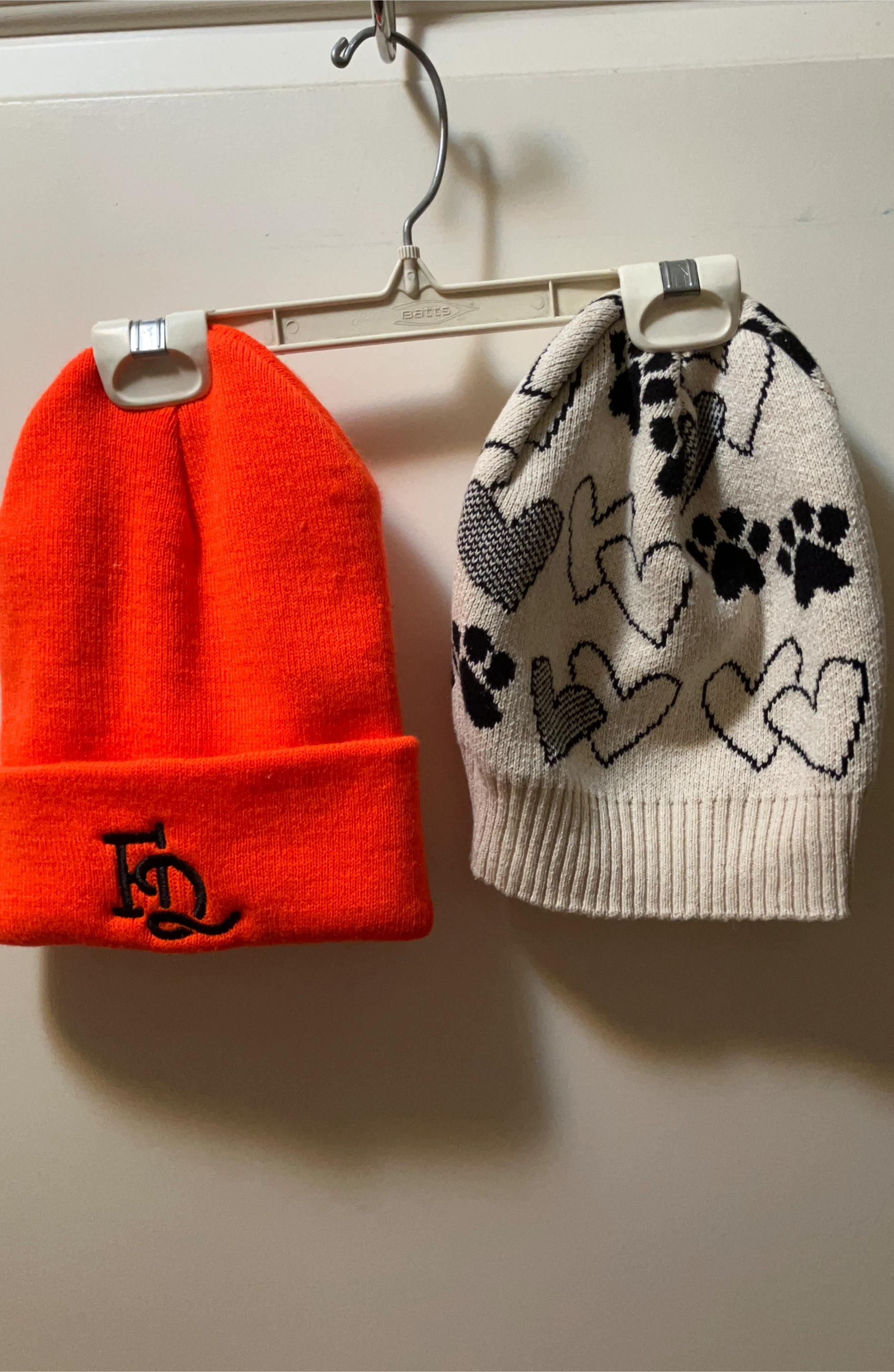 Brand New Two Beanies: Orange & Patterned