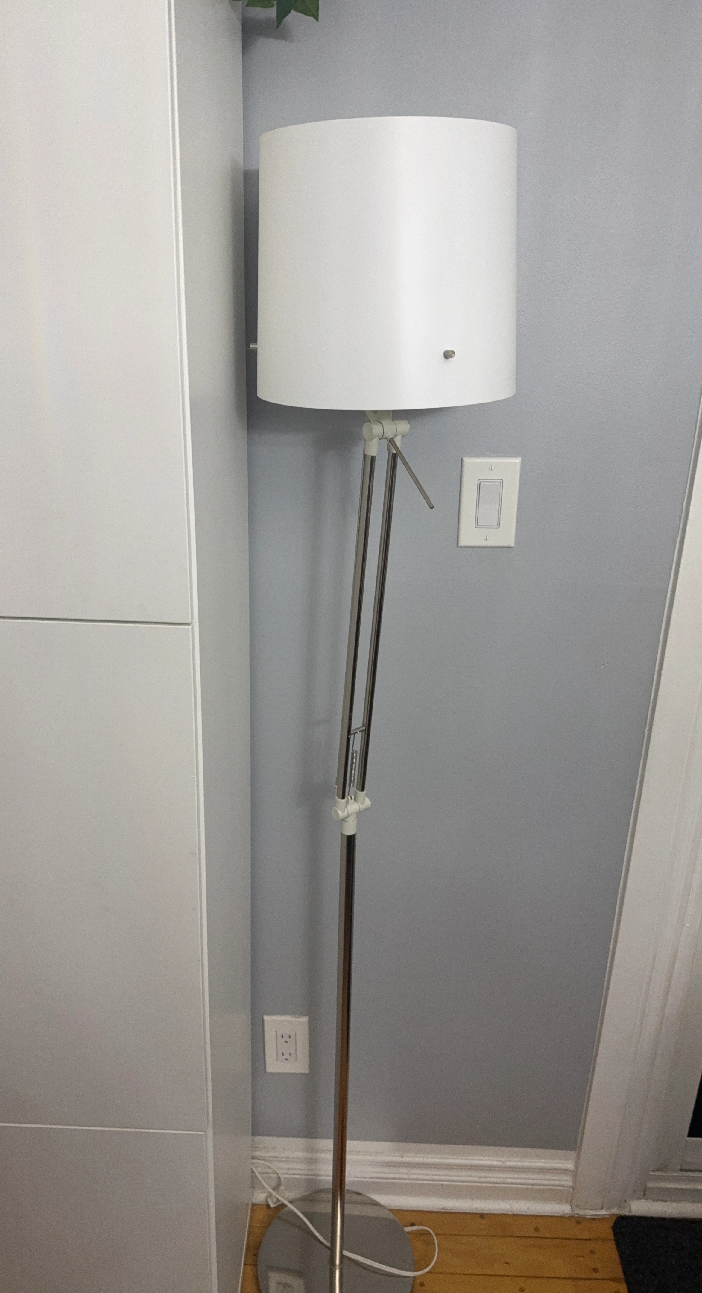 Floor Lamp - White Shade, Silver Stand