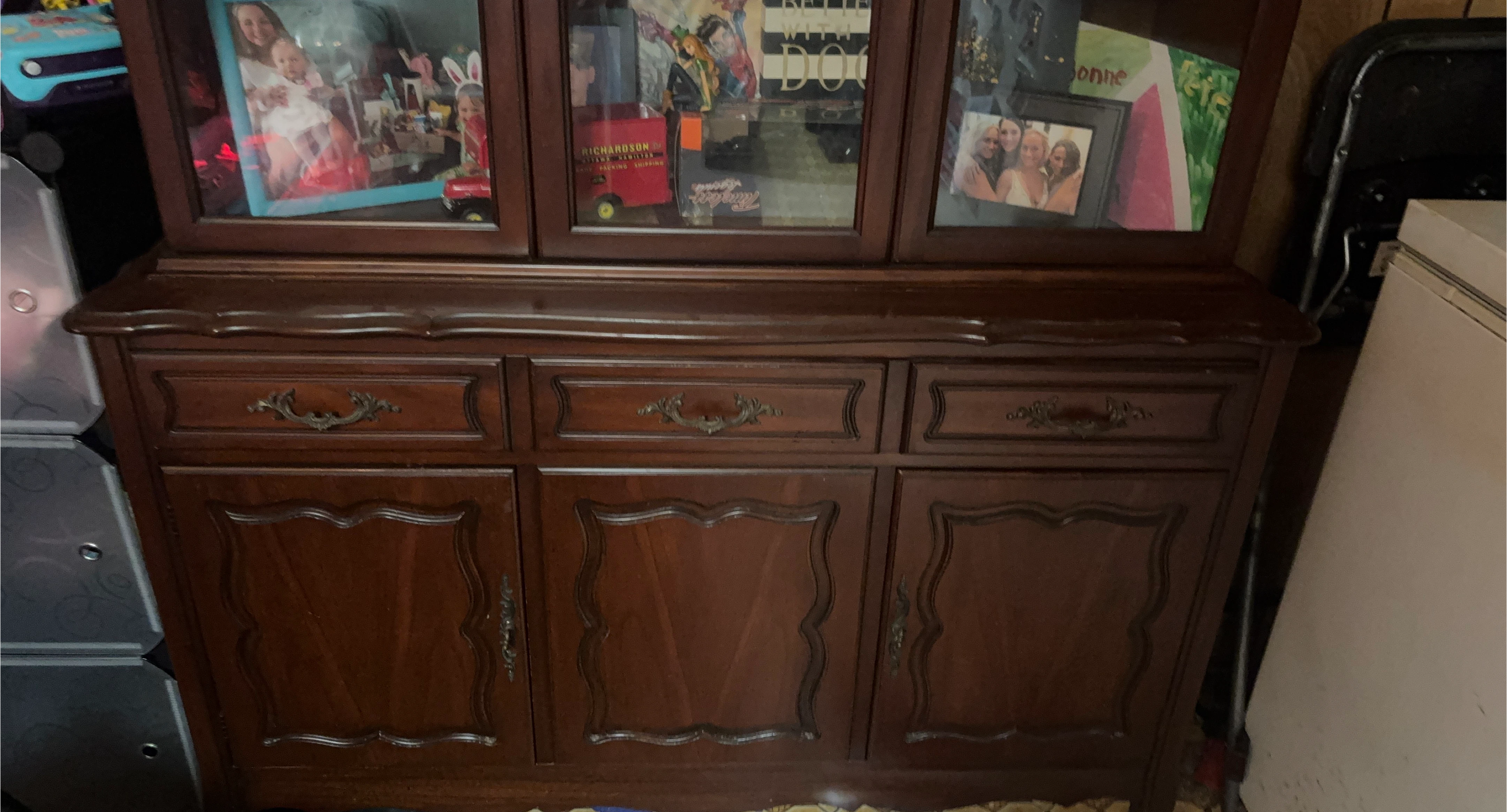 Antique Wood China Cabinet - photo 2