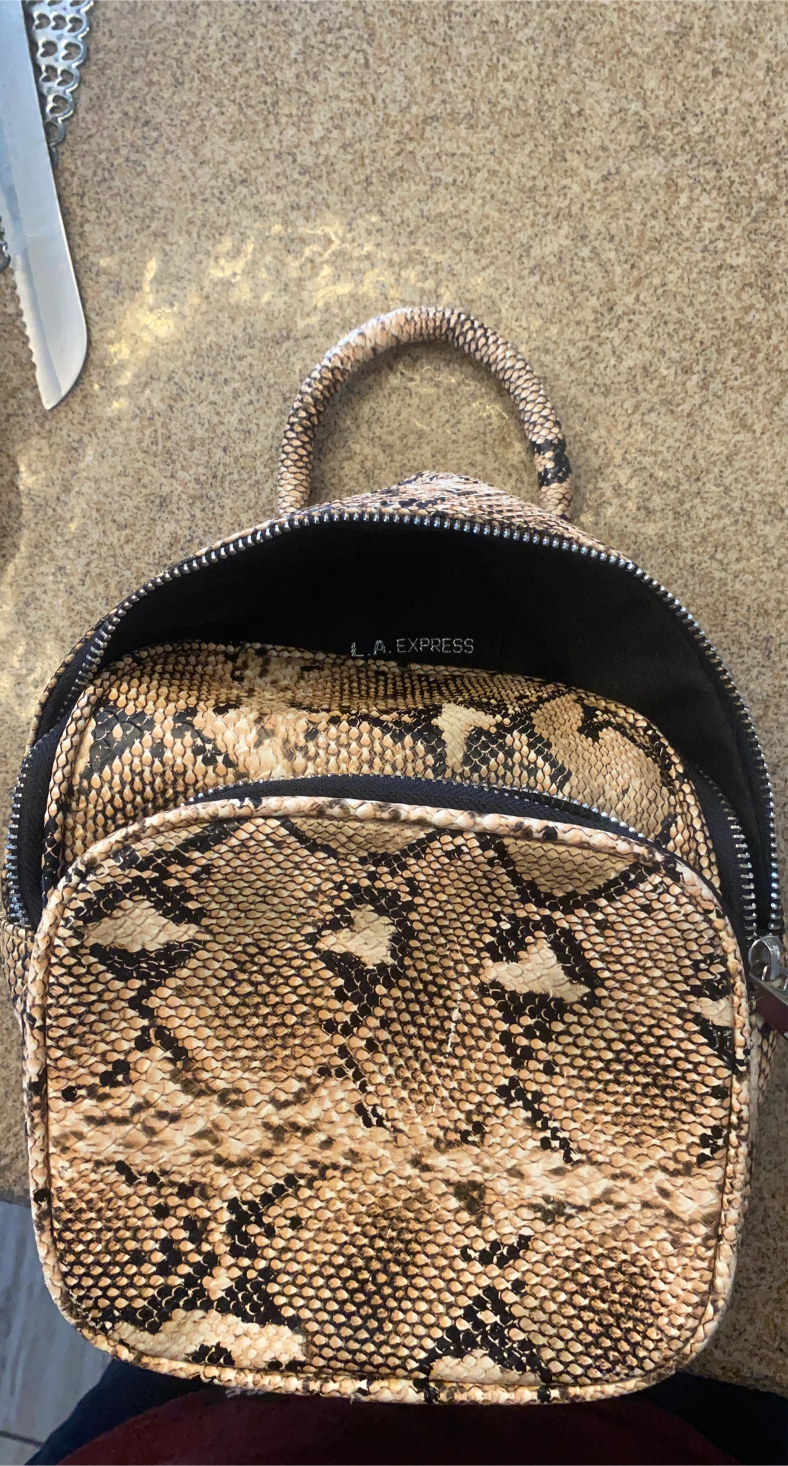 L.A. Express Snakeskin Mini Backpack