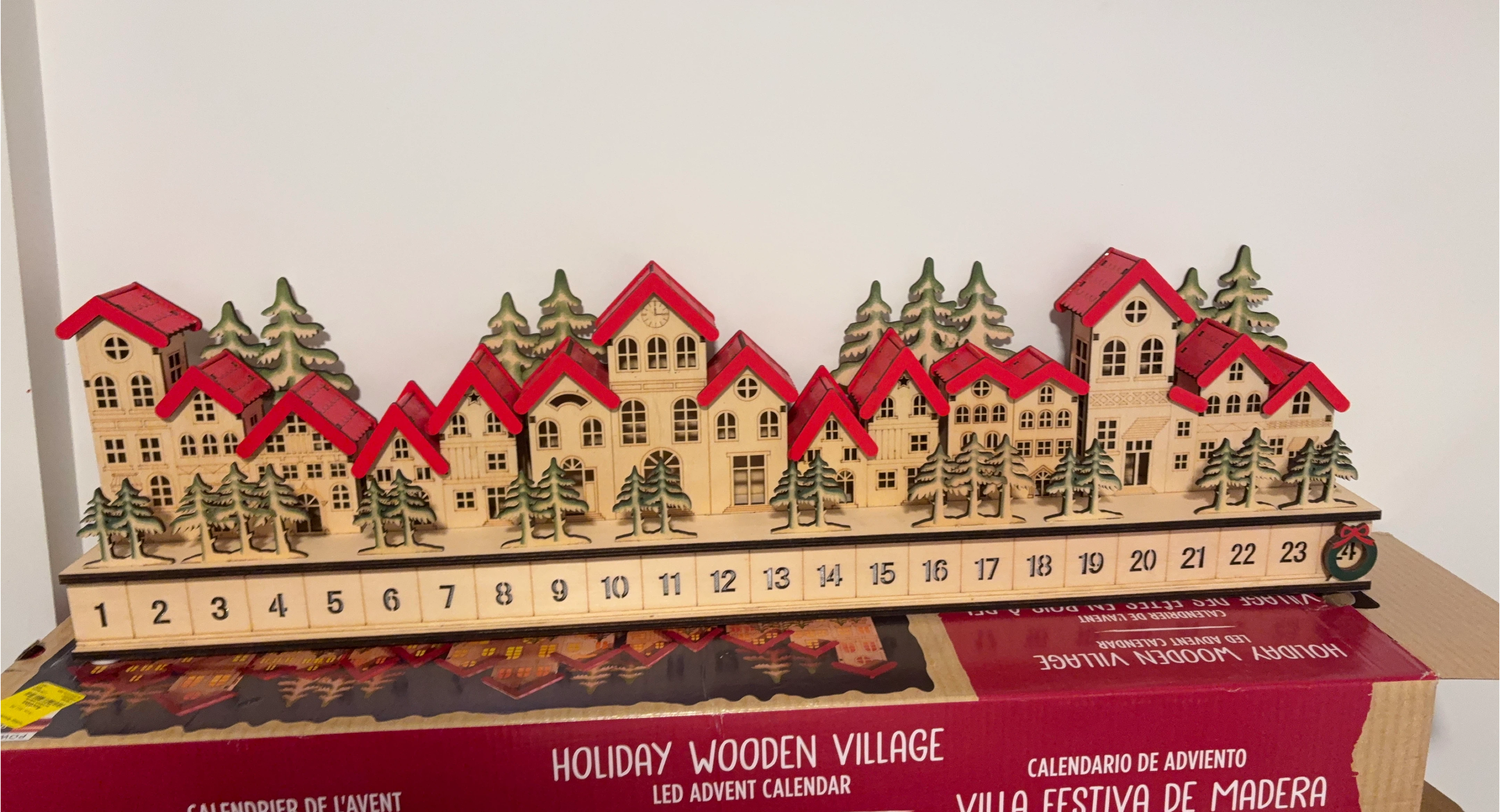 Holiday Wooden Village LED Advent Calendar image indicator(1)