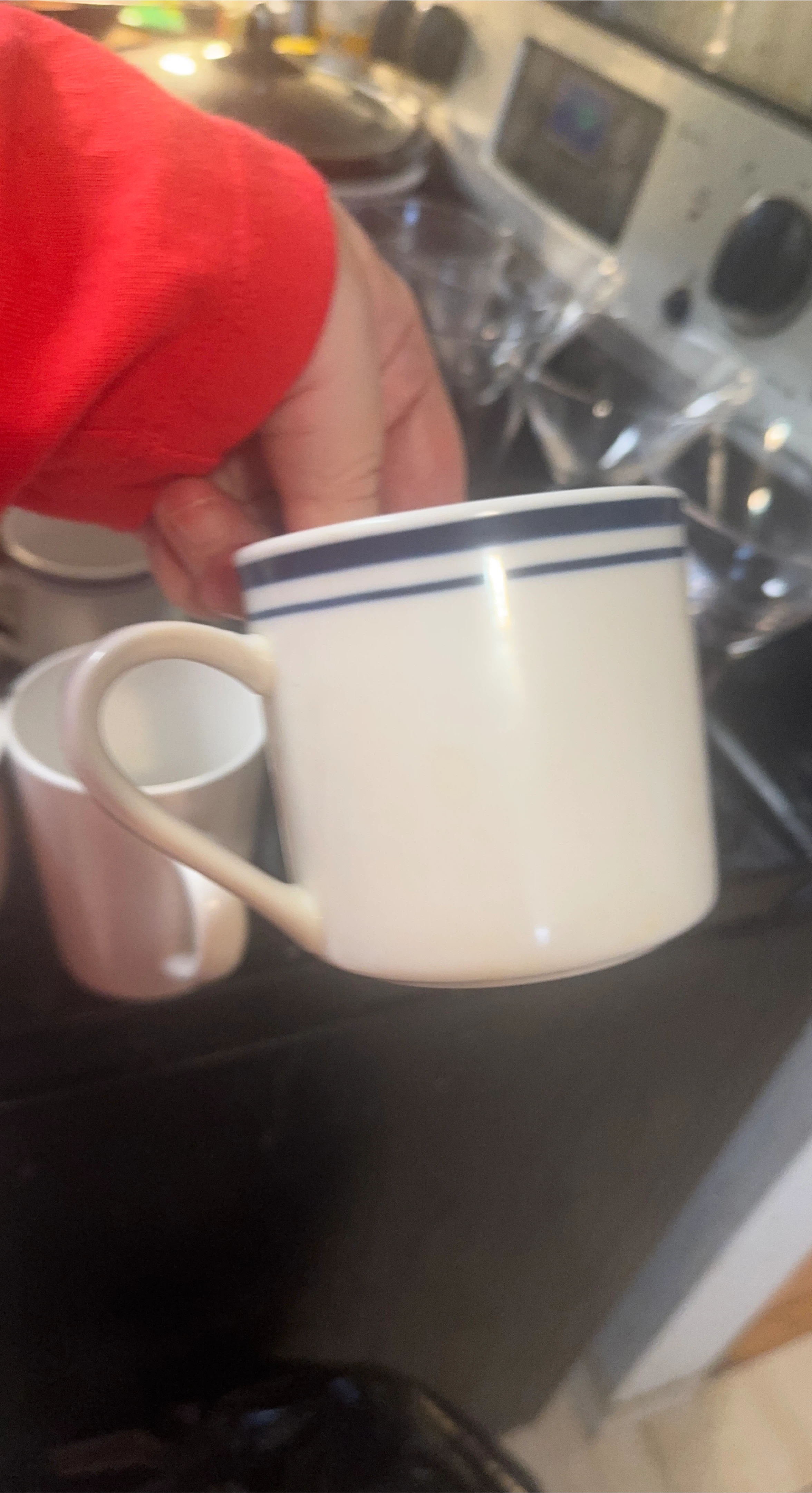 2 White Mug with Blue Stripes