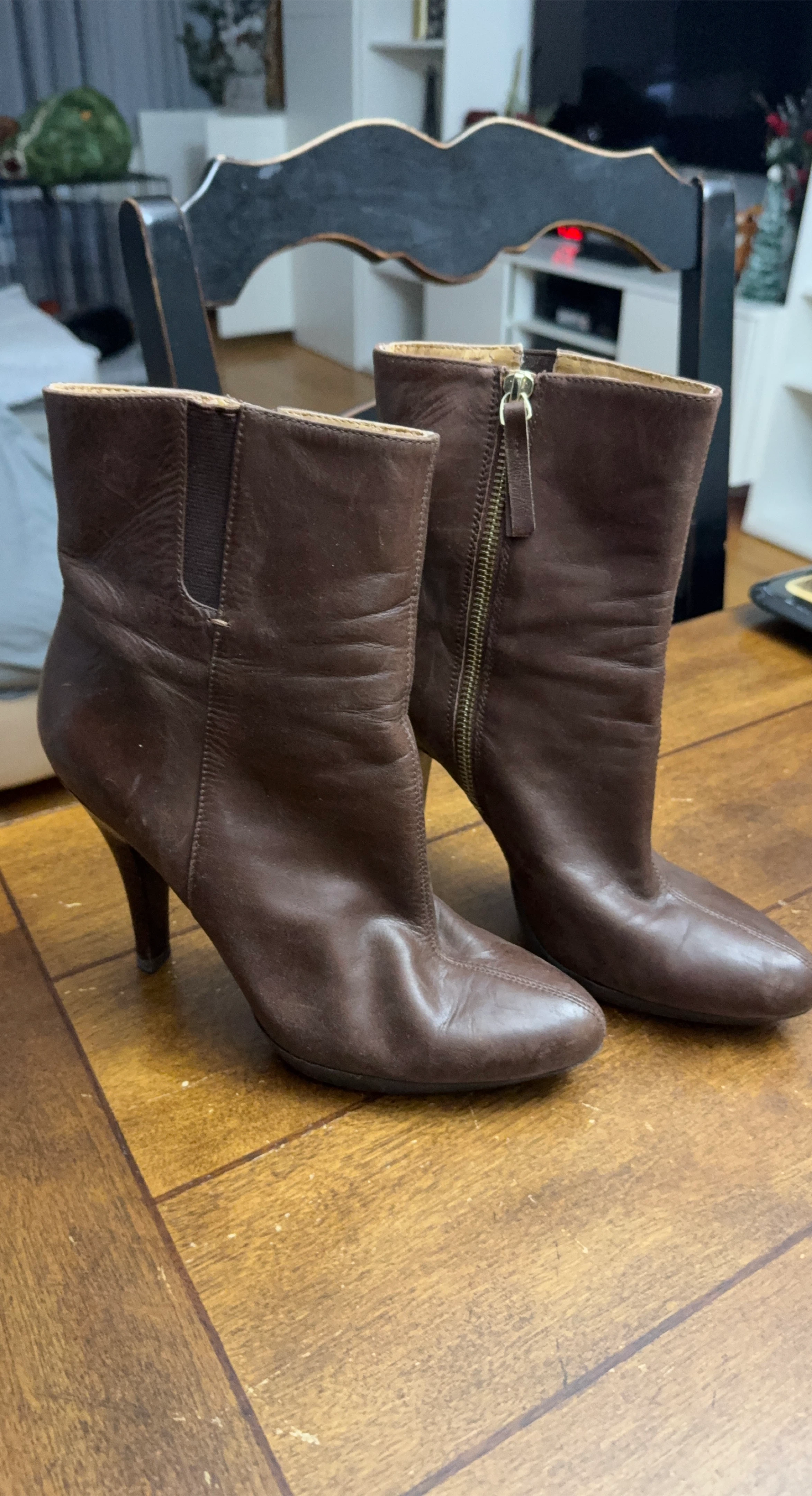 Brown Leather Ankle Boots Nine West image indicator(1)