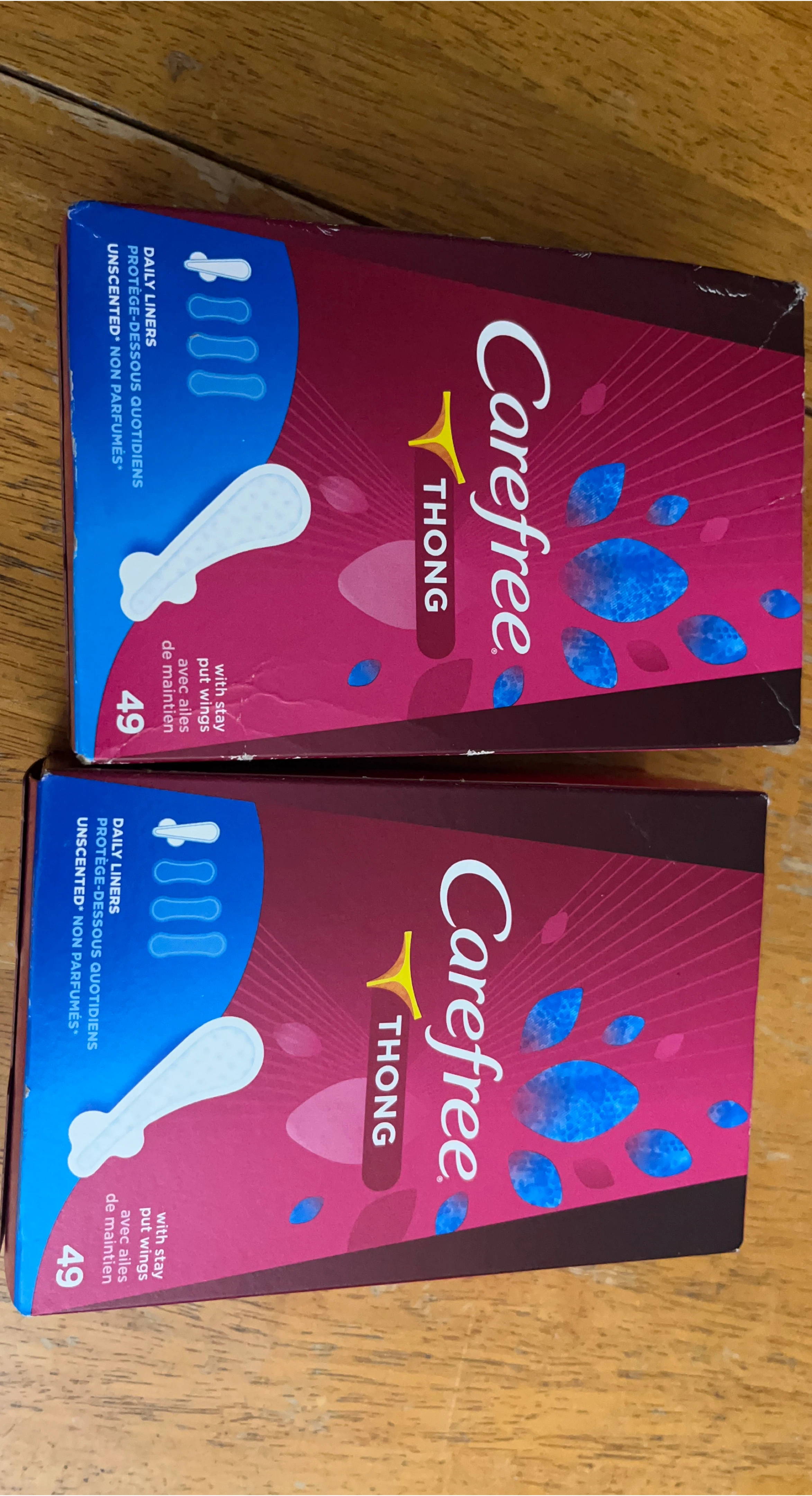 2 boxes of Carefree Thong Daily Liners - 49 Count