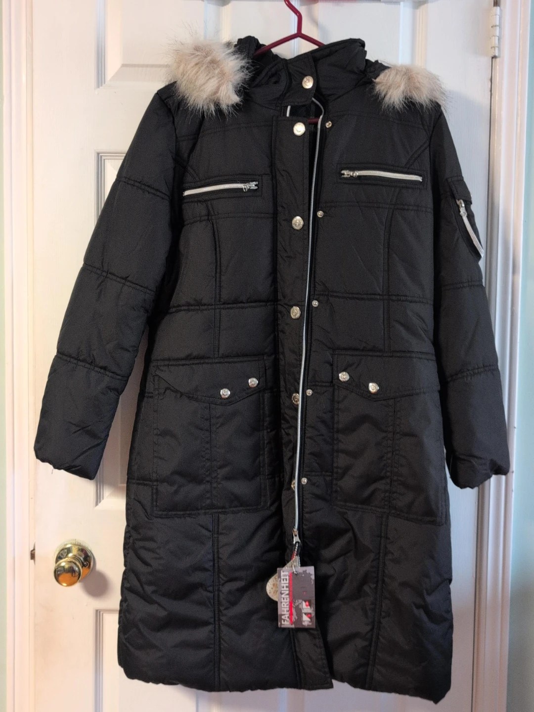 Fahrenheit Black Winter Coat with Fur Hood thumbnail