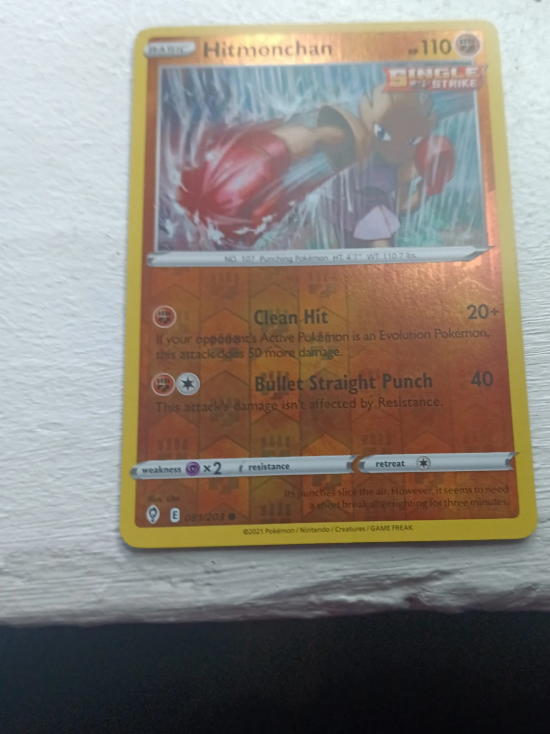 Hitmonchan Single Strike Pokemon Card