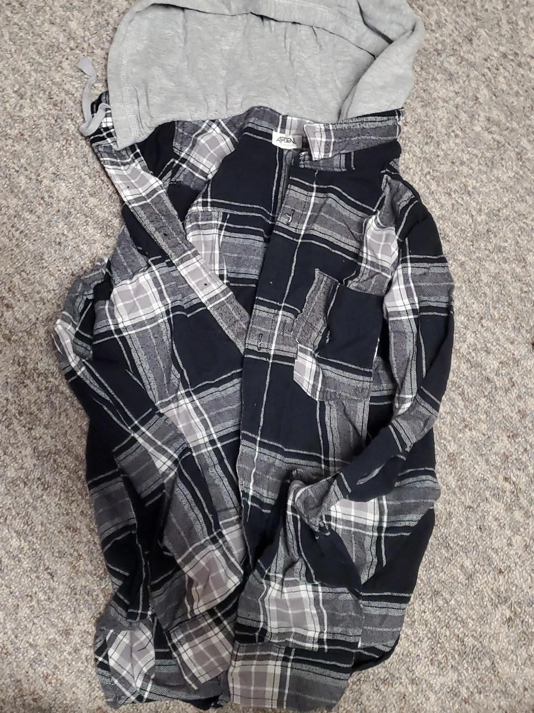 Arden Grey & Black Plaid Flannel Hoodie thumbnail
