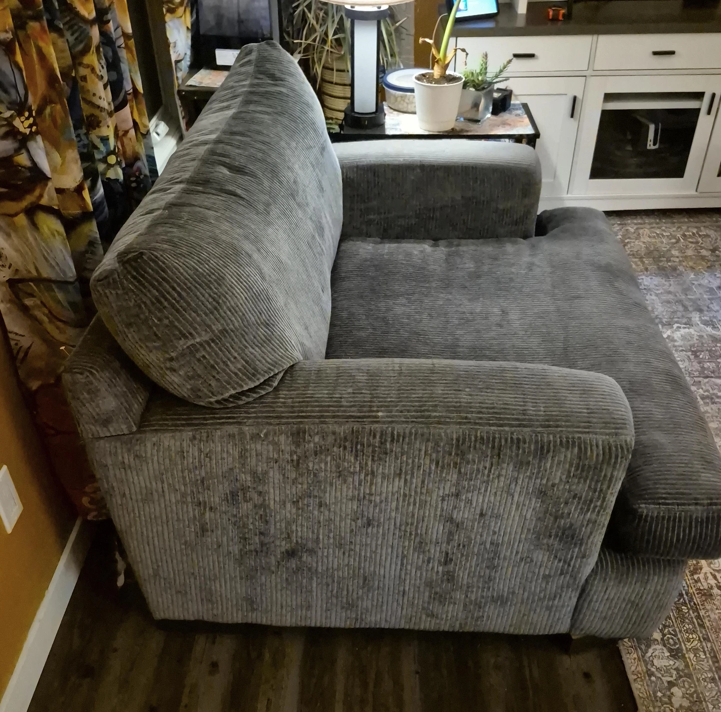 Grey Corduroy Oversized Chair