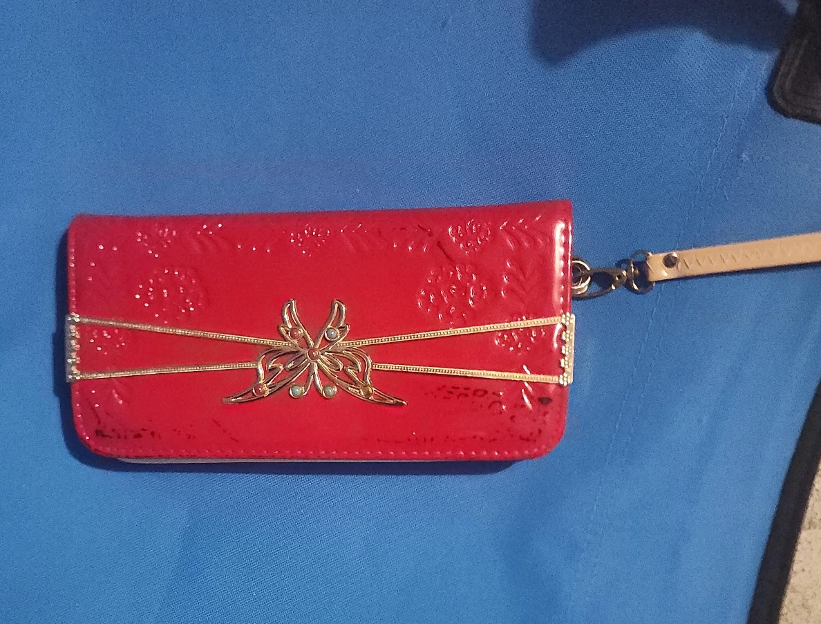Red Wallet with Butterfly Detail