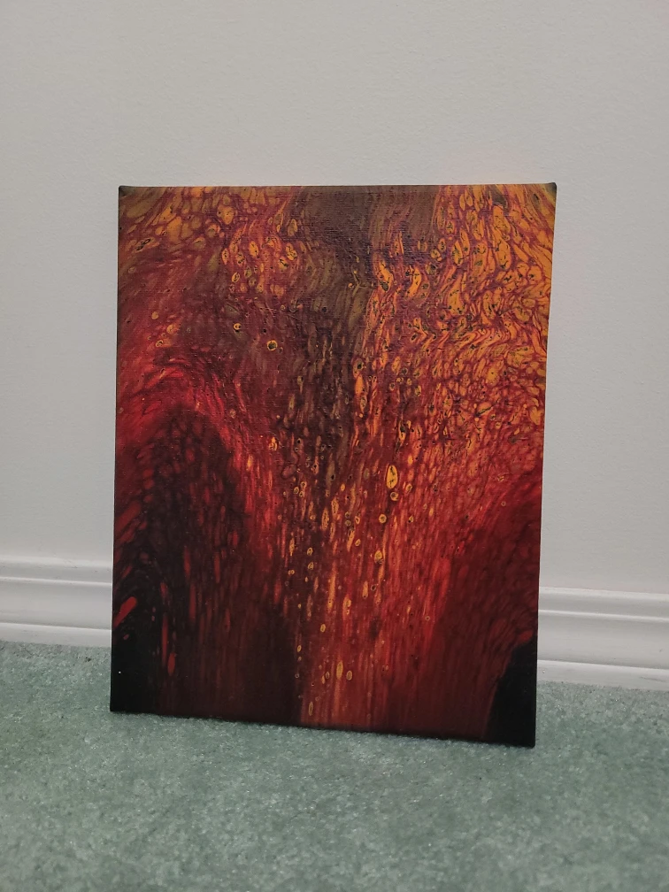 Abstract Red & Black Fluid Art Painting