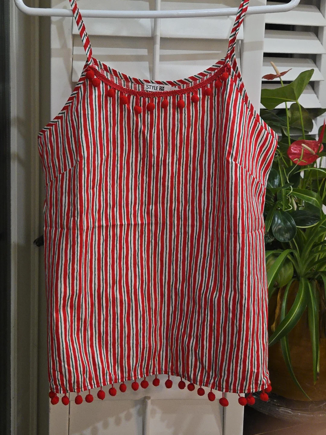 Style & Co Red Striped Tank Top image indicator(1)