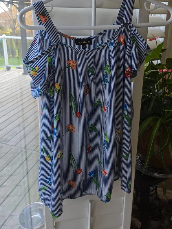 Tamara II Striped Floral Top, Size XS