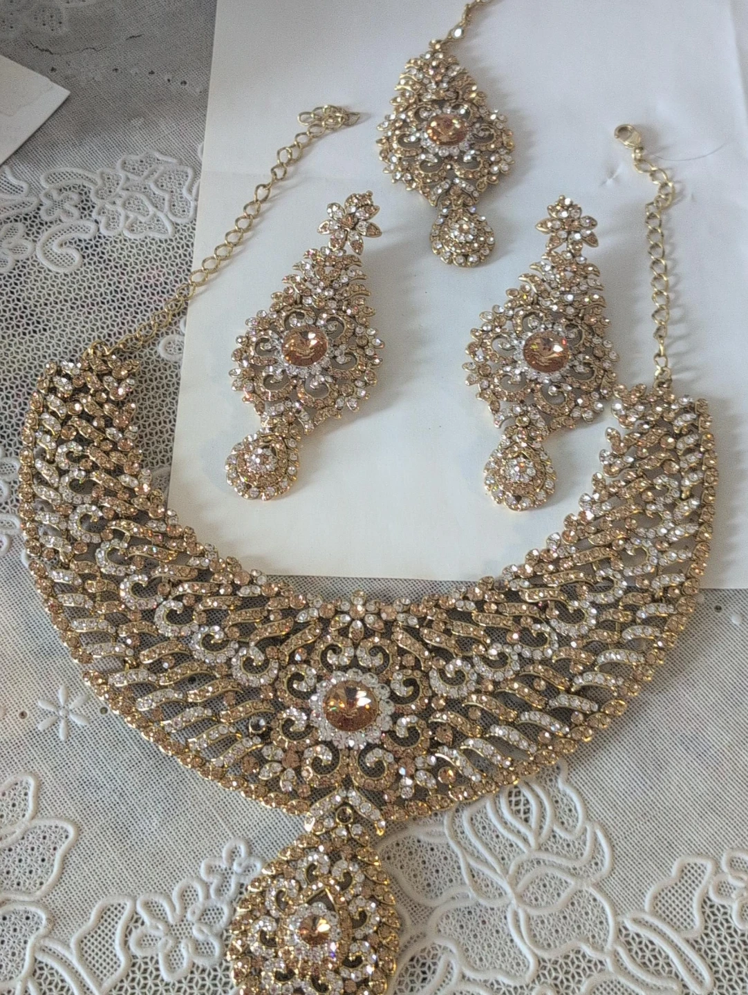 Gold Colour Necklace and Earring Set thumbnail