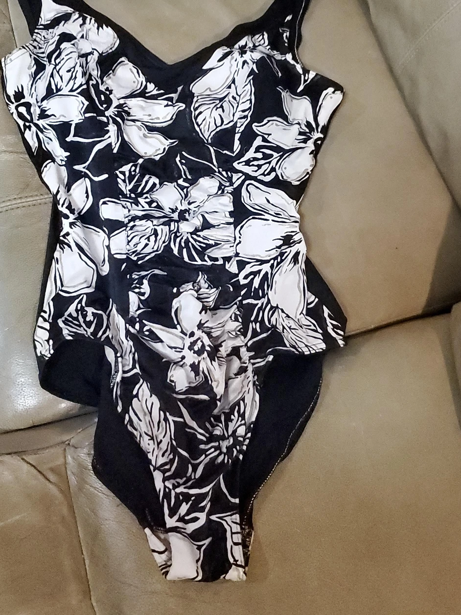 Profile By Gottex Swimsuit, Black Floral, Size 12