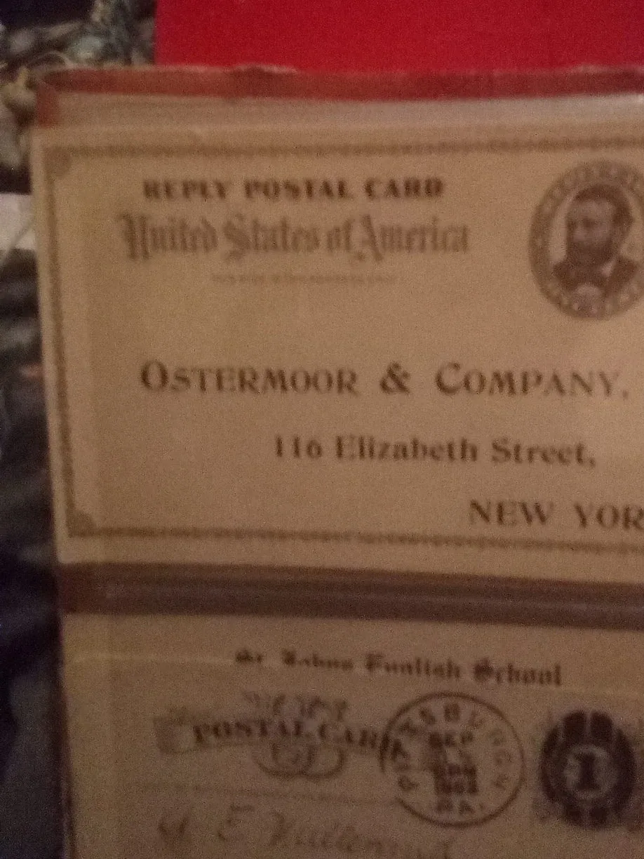 Vintage Ostermoor & Company Reply Postal Card