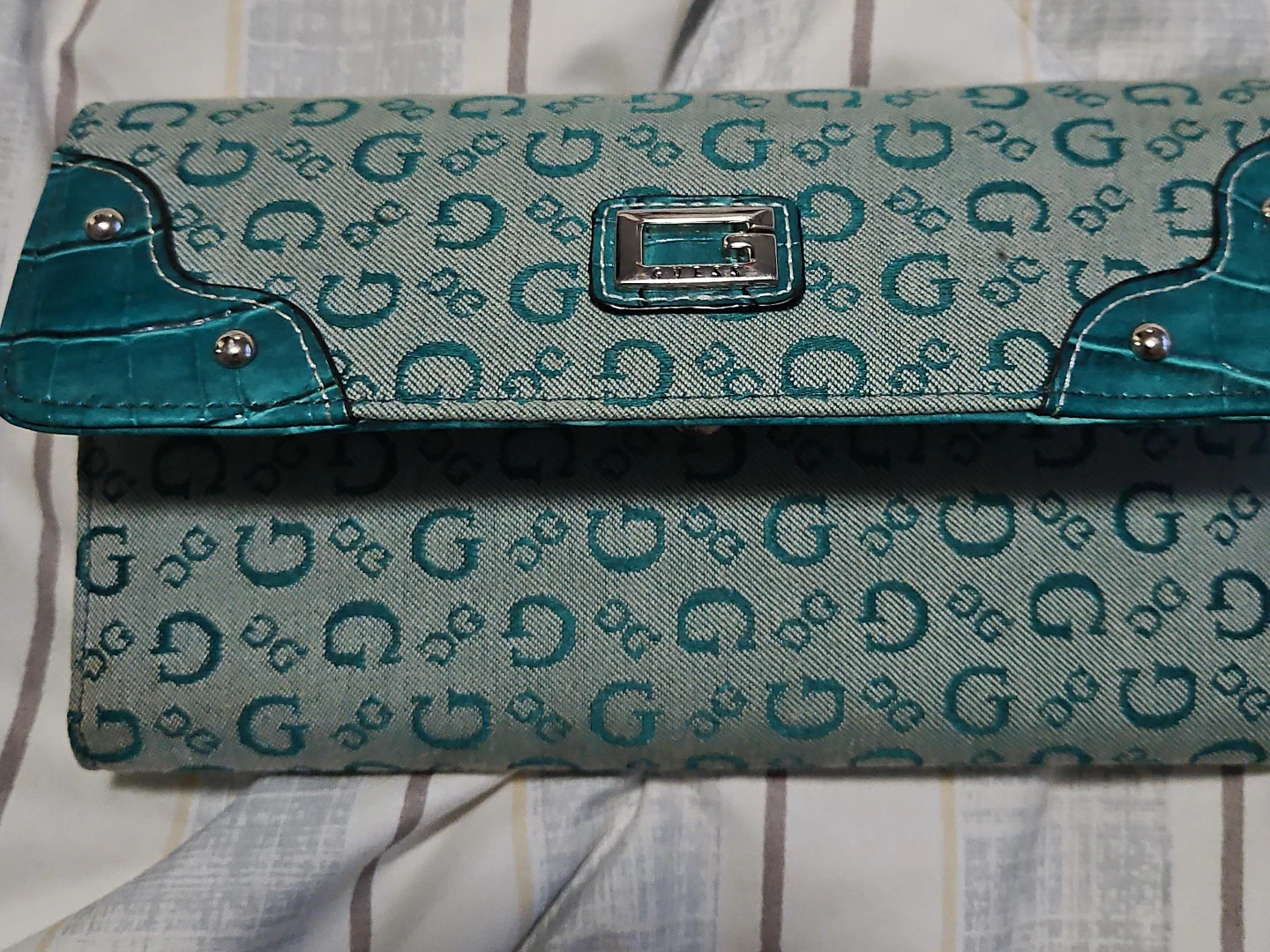 Guess Teal Monogram Wallet