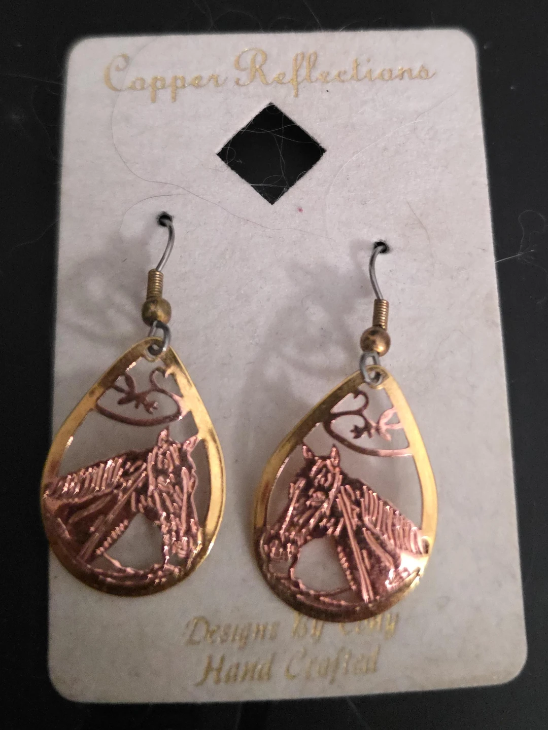 Copper Reflections Horse Earrings