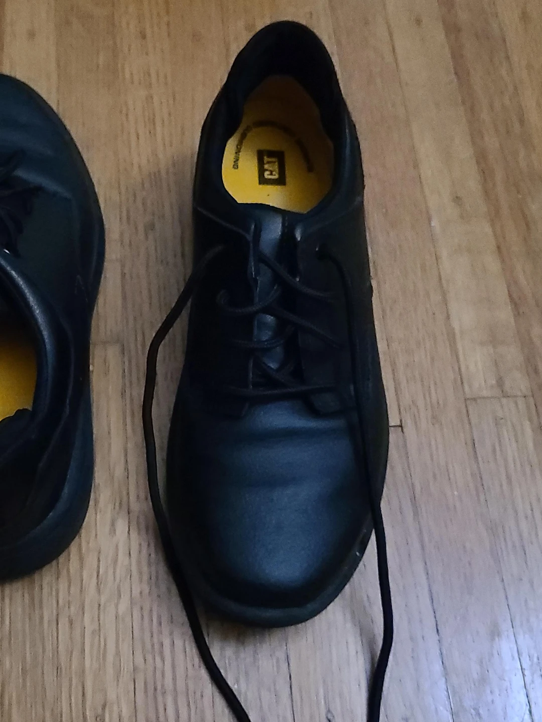 CAT Black Leather Work Shoes