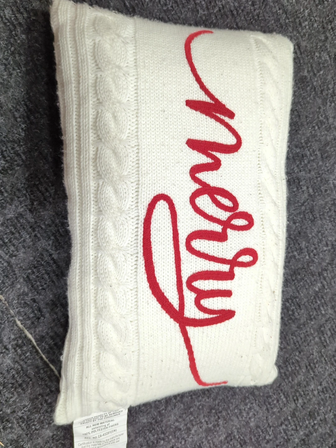 Merry Christmas Pillow - White & Red