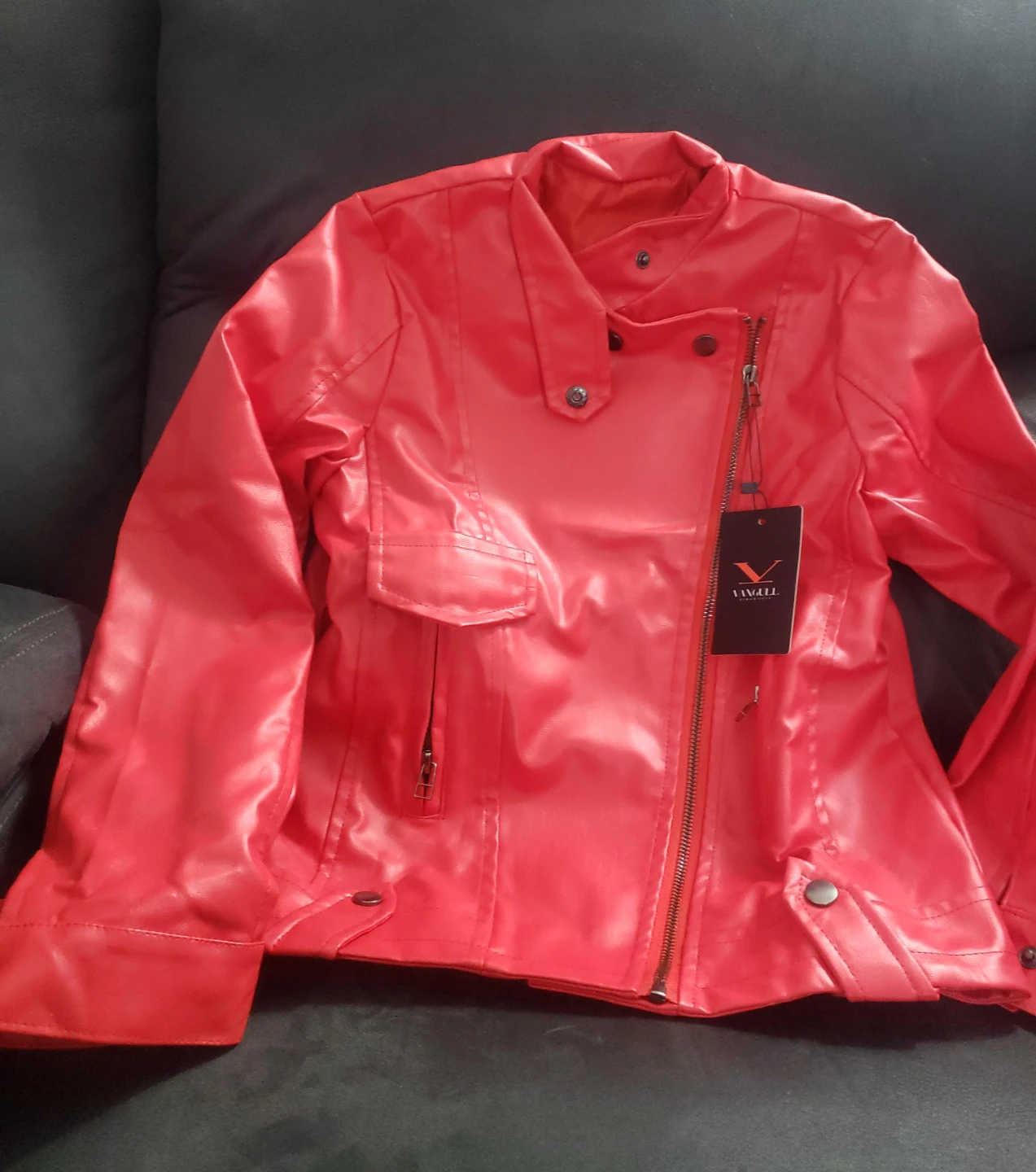 Vangull Red Faux Leather Jacket - Size Small