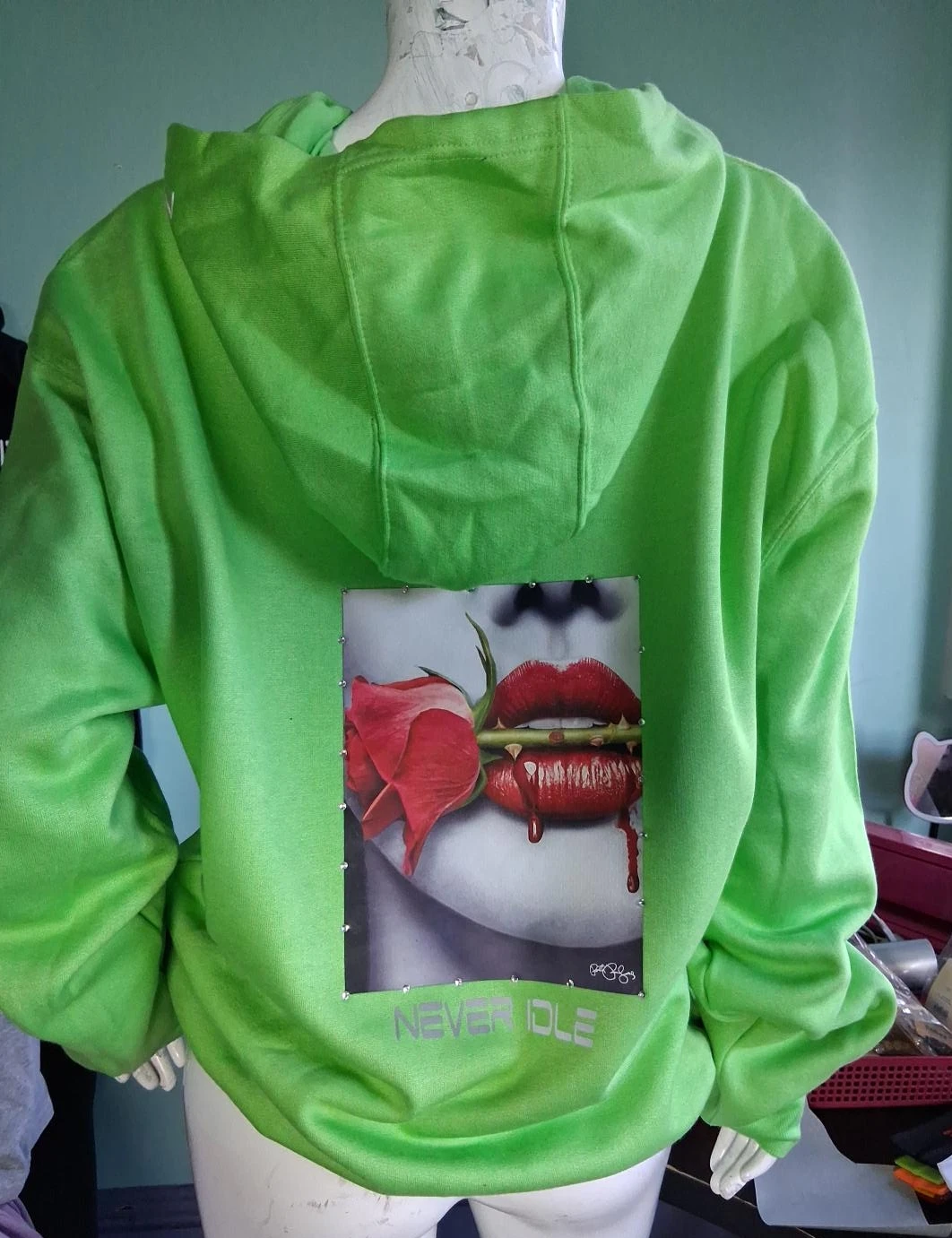 Never Idle Green Hoodie