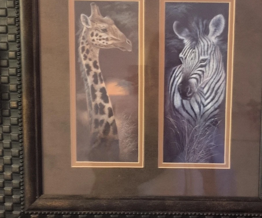 Framed Giraffe and Zebra Art Prints