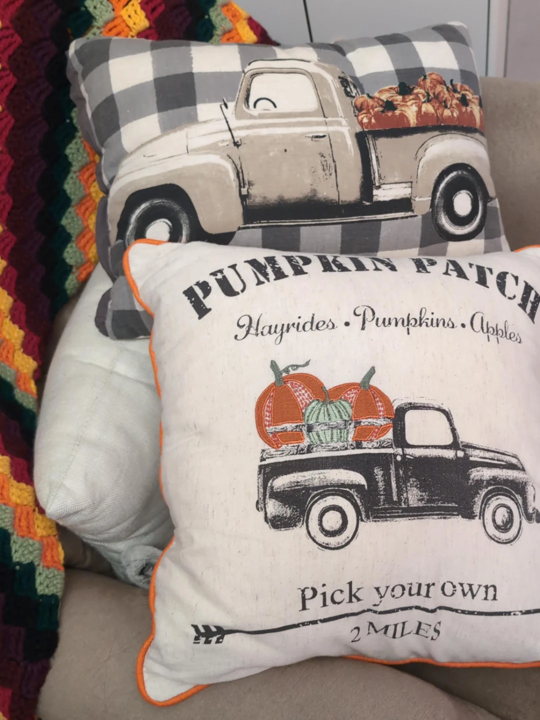 Autumn Truck Throw Pillows